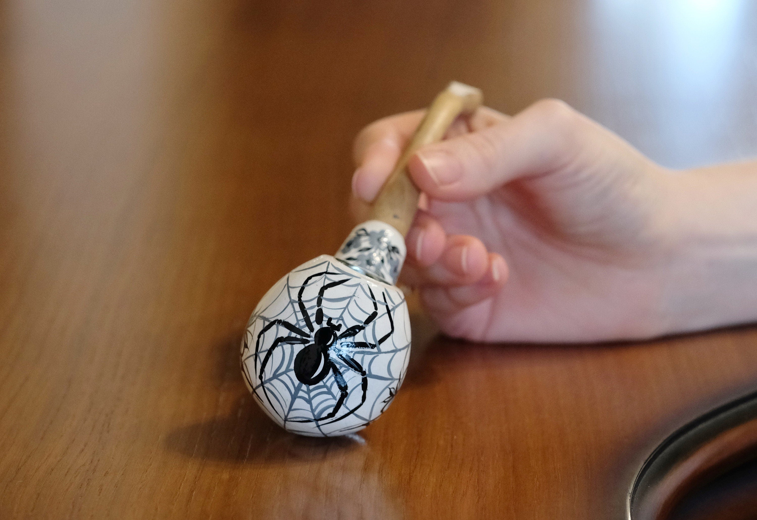 Painted Wooden Smoking Pipe - Personalized Spider Tobacco Pipe Made in Ukraine