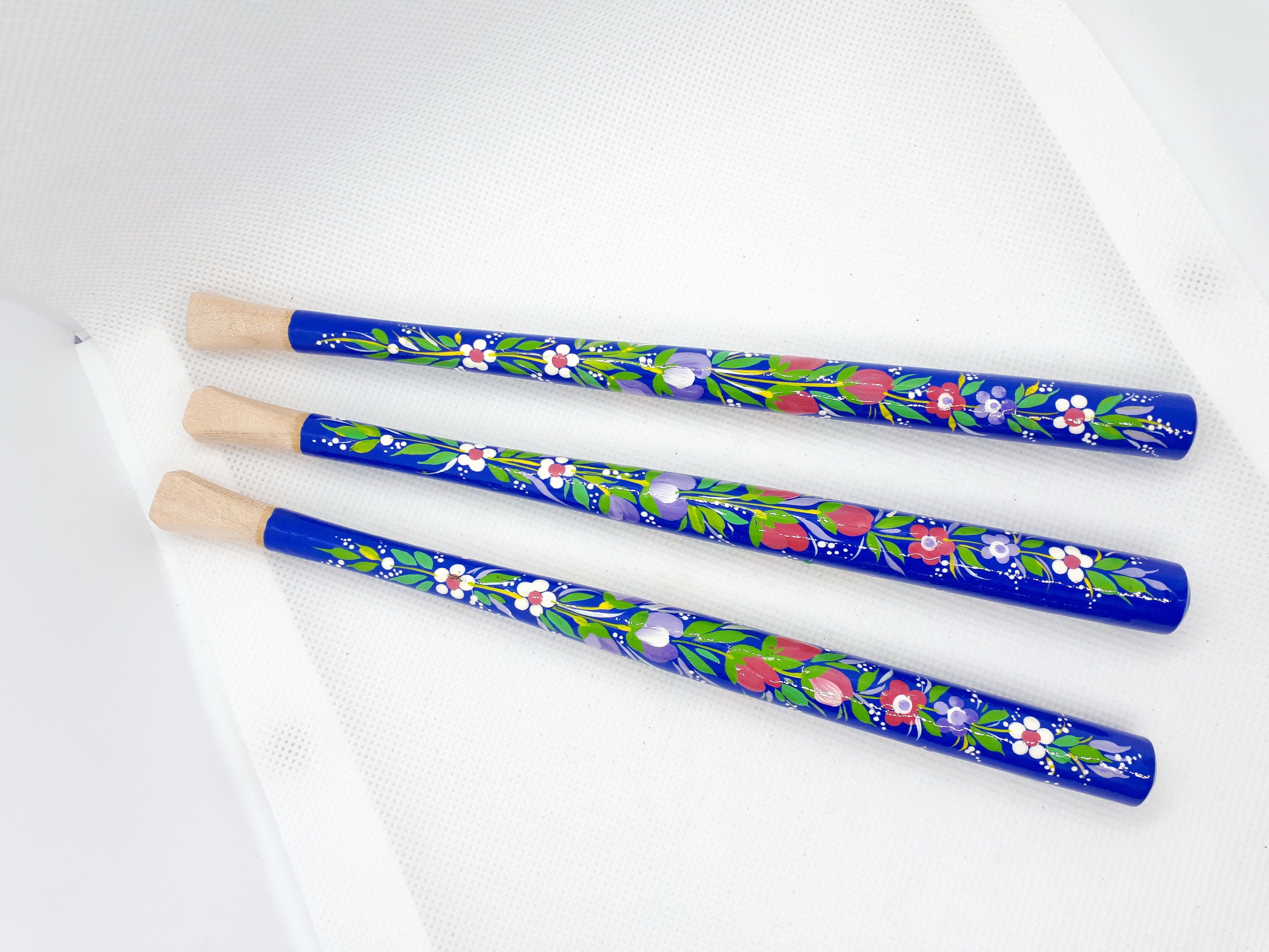 Painted Wooden Regular Cigarette Holder with Ukrainian Folk Art Petrykivka