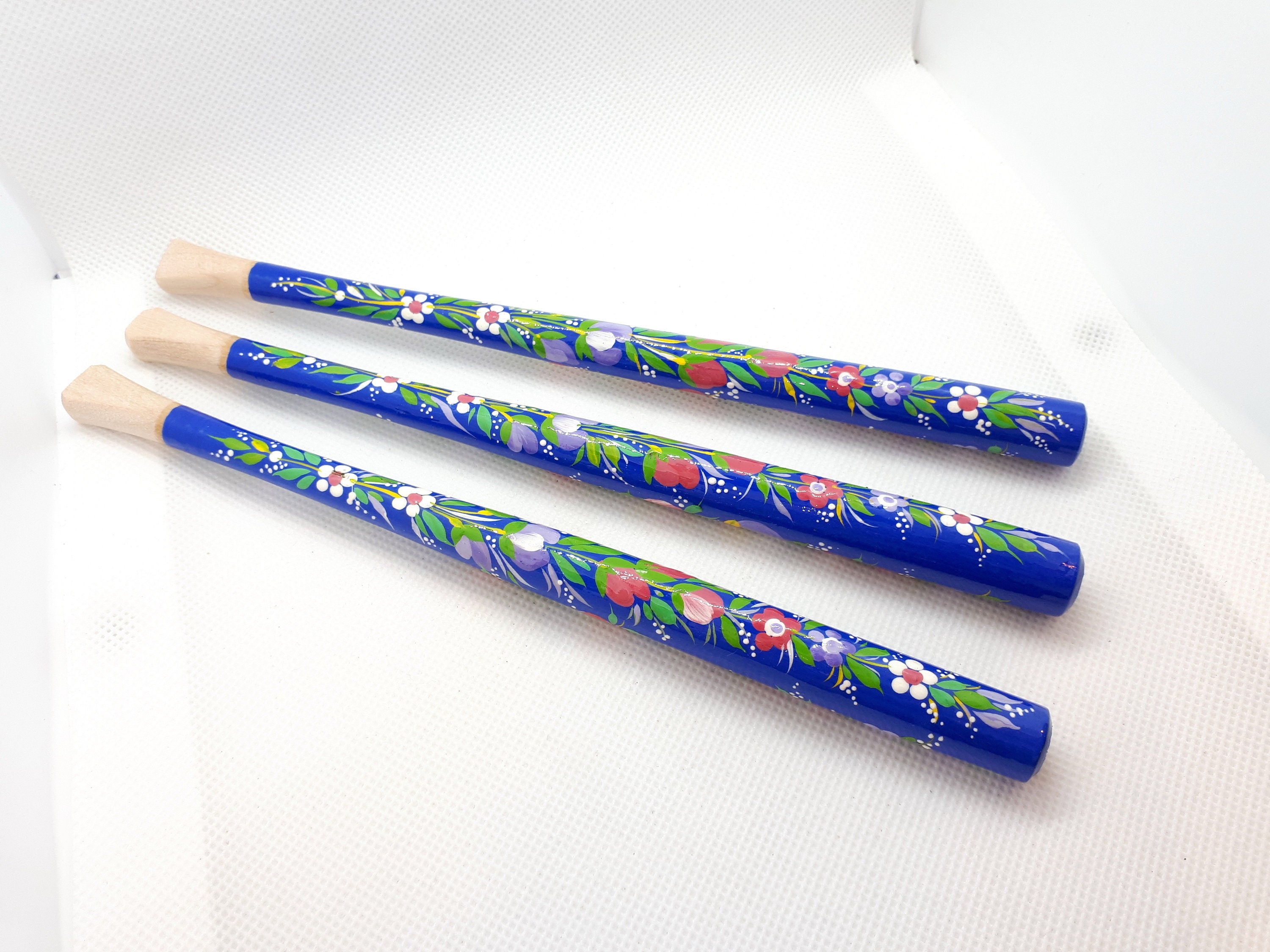Painted Wooden Regular Cigarette Holder with Ukrainian Folk Art Petrykivka