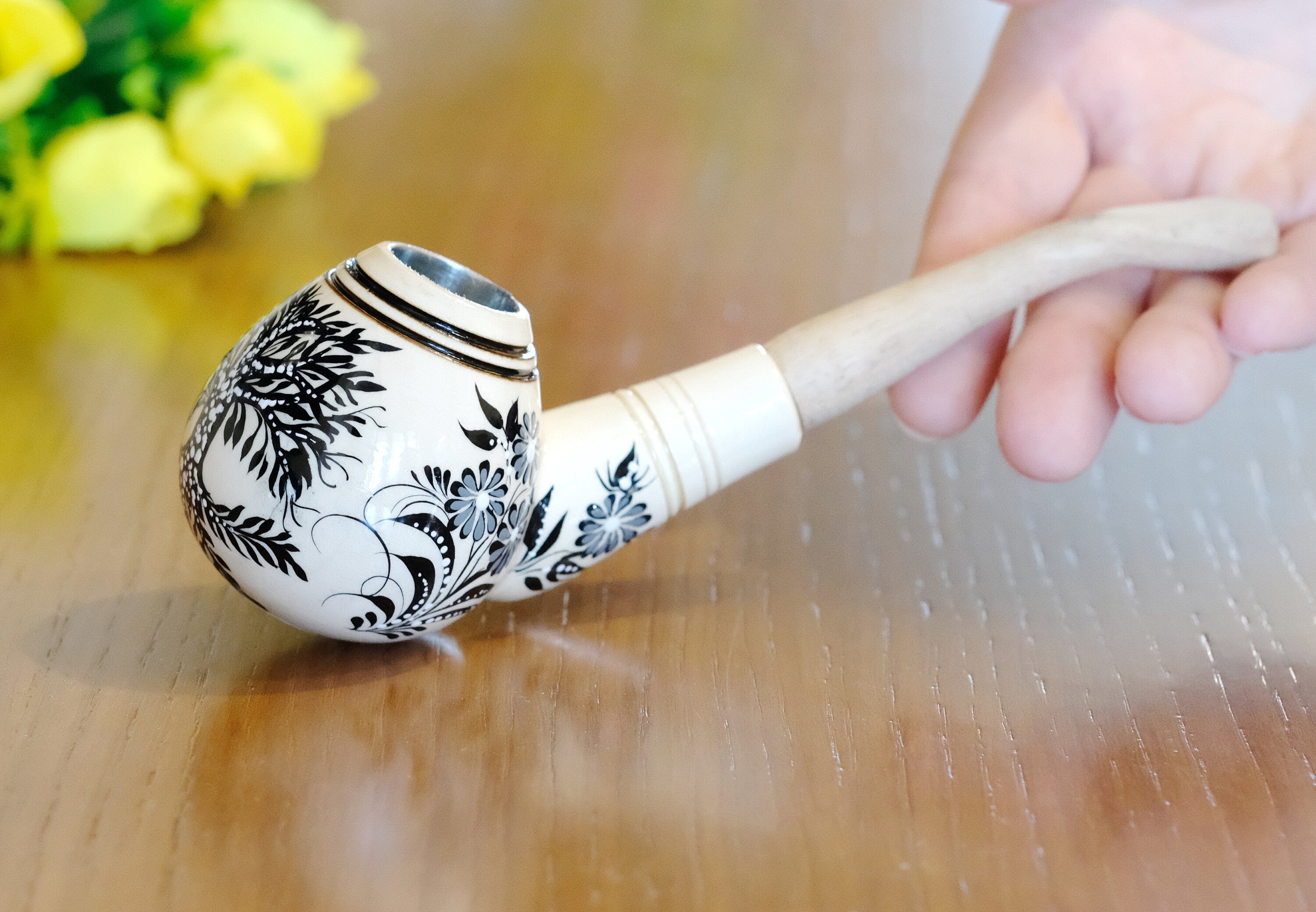 Painted Wooden Smoking Pipe - Tree of Life Tobacco Pipe Made in Ukraine