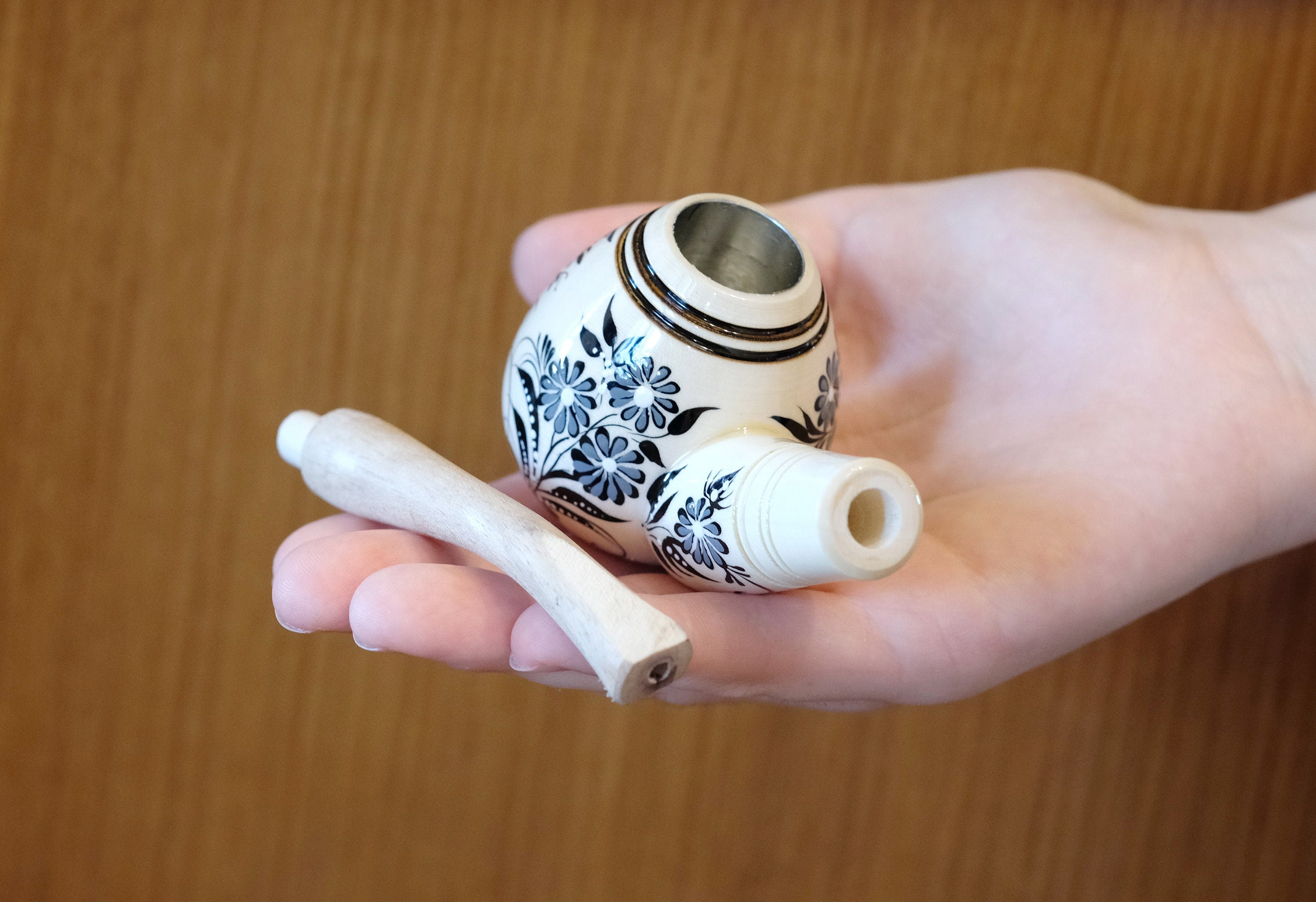 Painted Wooden Smoking Pipe - Tree of Life Tobacco Pipe Made in Ukraine