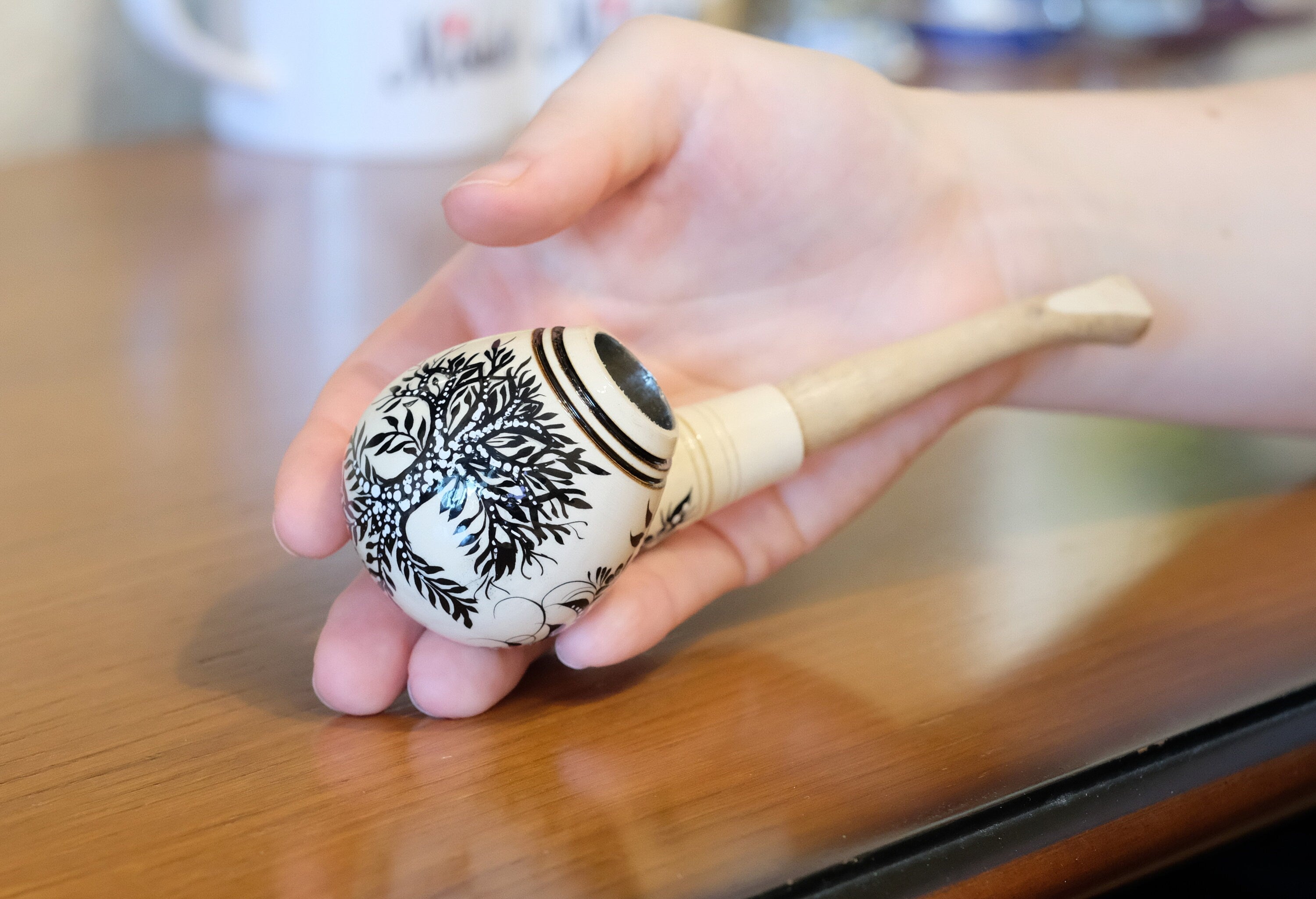 Painted Wooden Smoking Pipe - Tree of Life Tobacco Pipe Made in Ukraine