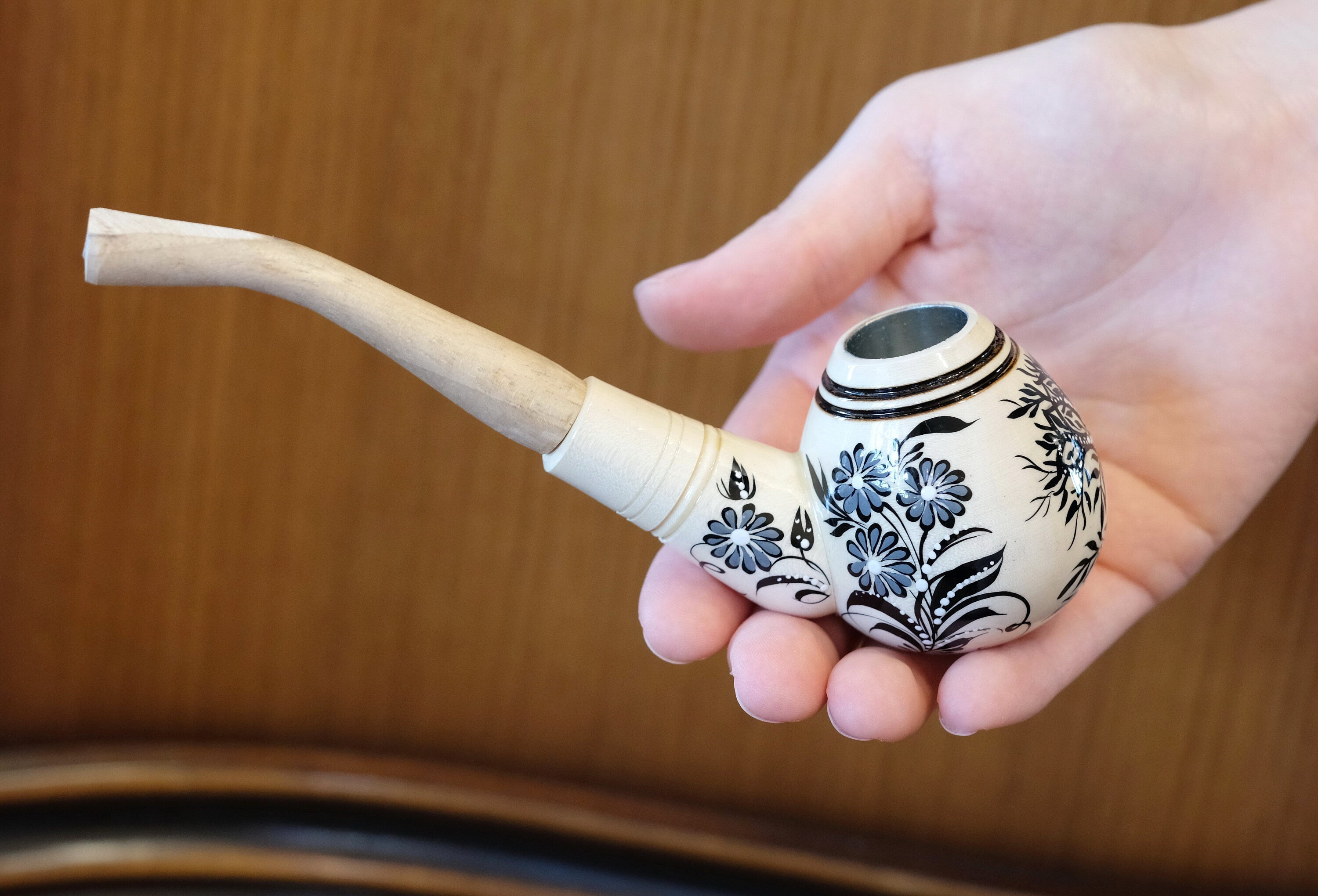 Painted Wooden Smoking Pipe - Tree of Life Tobacco Pipe Made in Ukraine