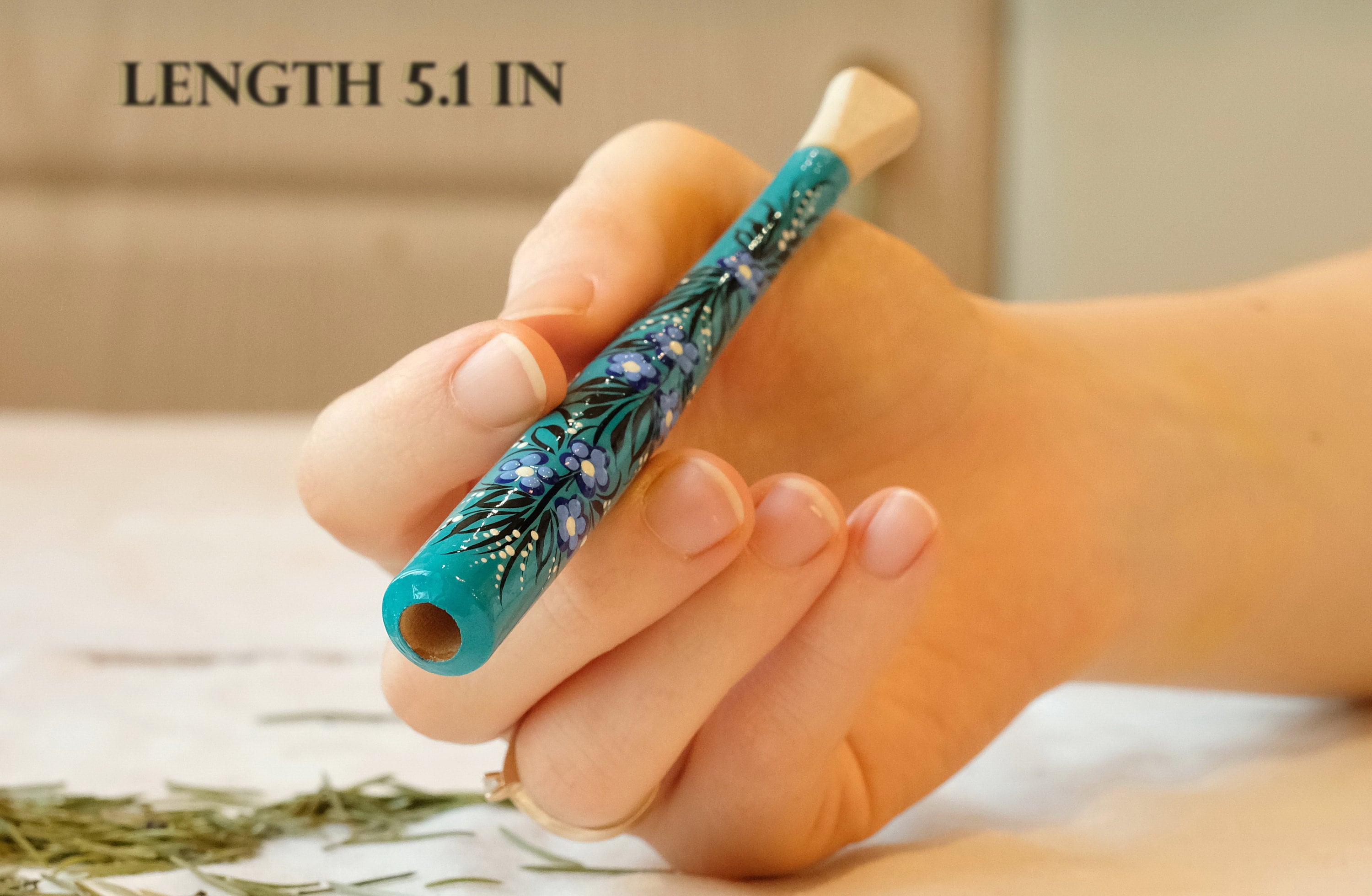 Regular Cigarette Holder - Painted Wooden Cigarette Holder with Ukrainian Folk Art Petrykivka