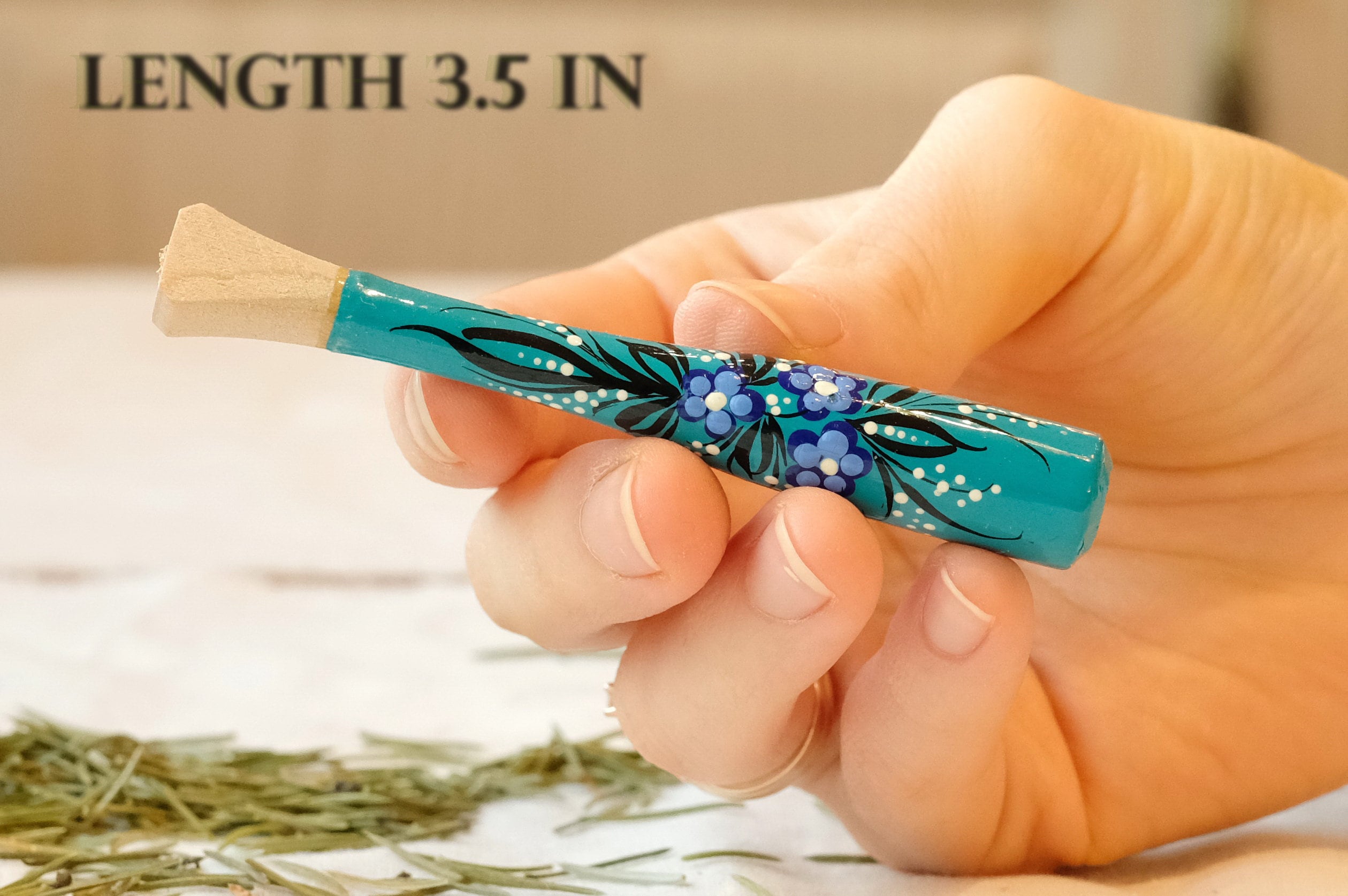 Regular Cigarette Holder - Painted Wooden Cigarette Holder with Ukrainian Folk Art Petrykivka
