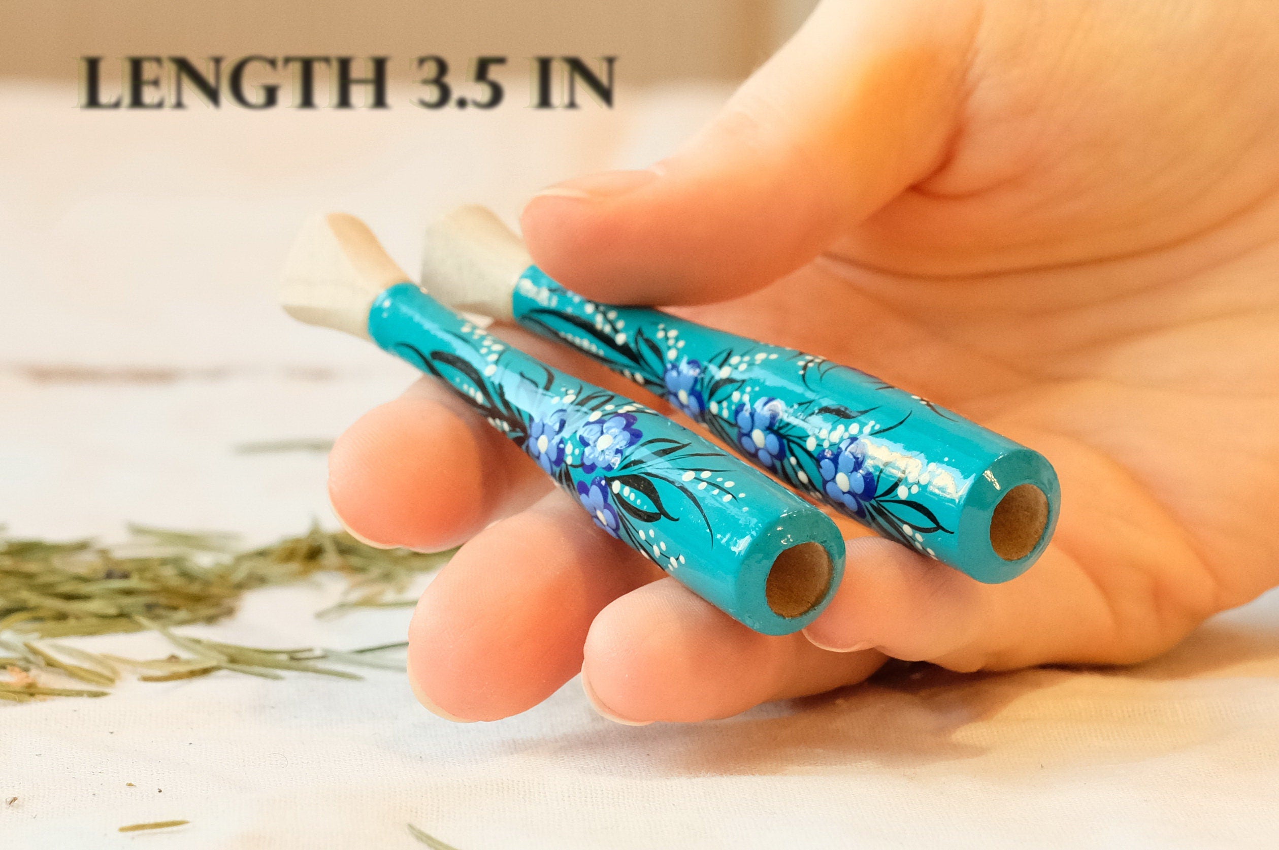 Regular Cigarette Holder - Painted Wooden Cigarette Holder with Ukrainian Folk Art Petrykivka