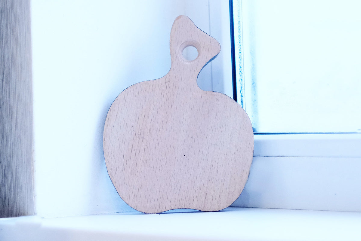 Painted Wooden Apple-shaped Mini Cutting Board with Sunflowers - Ukrainian Petrykivka Art