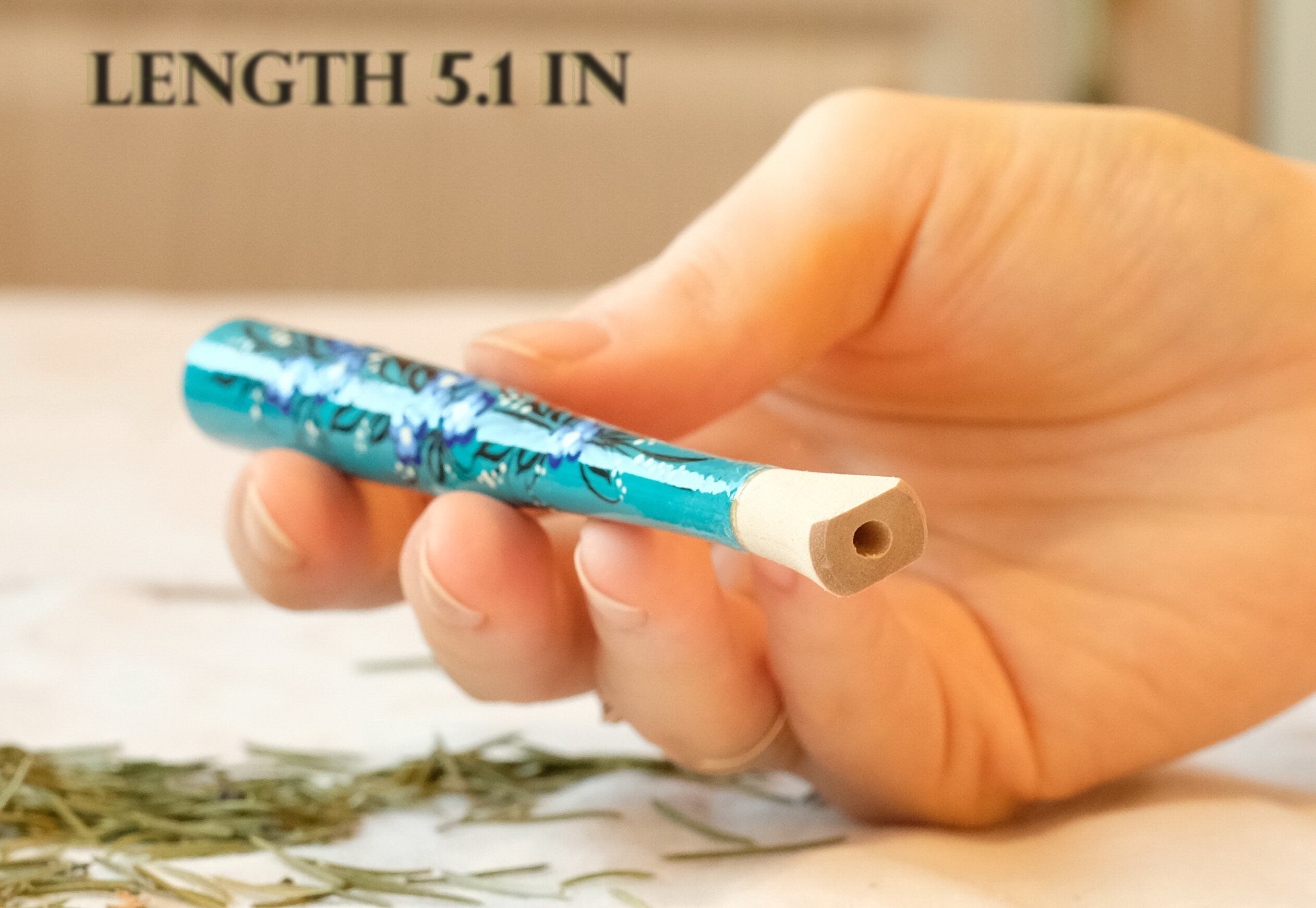 Regular Cigarette Holder - Painted Wooden Cigarette Holder with Ukrainian Folk Art Petrykivka