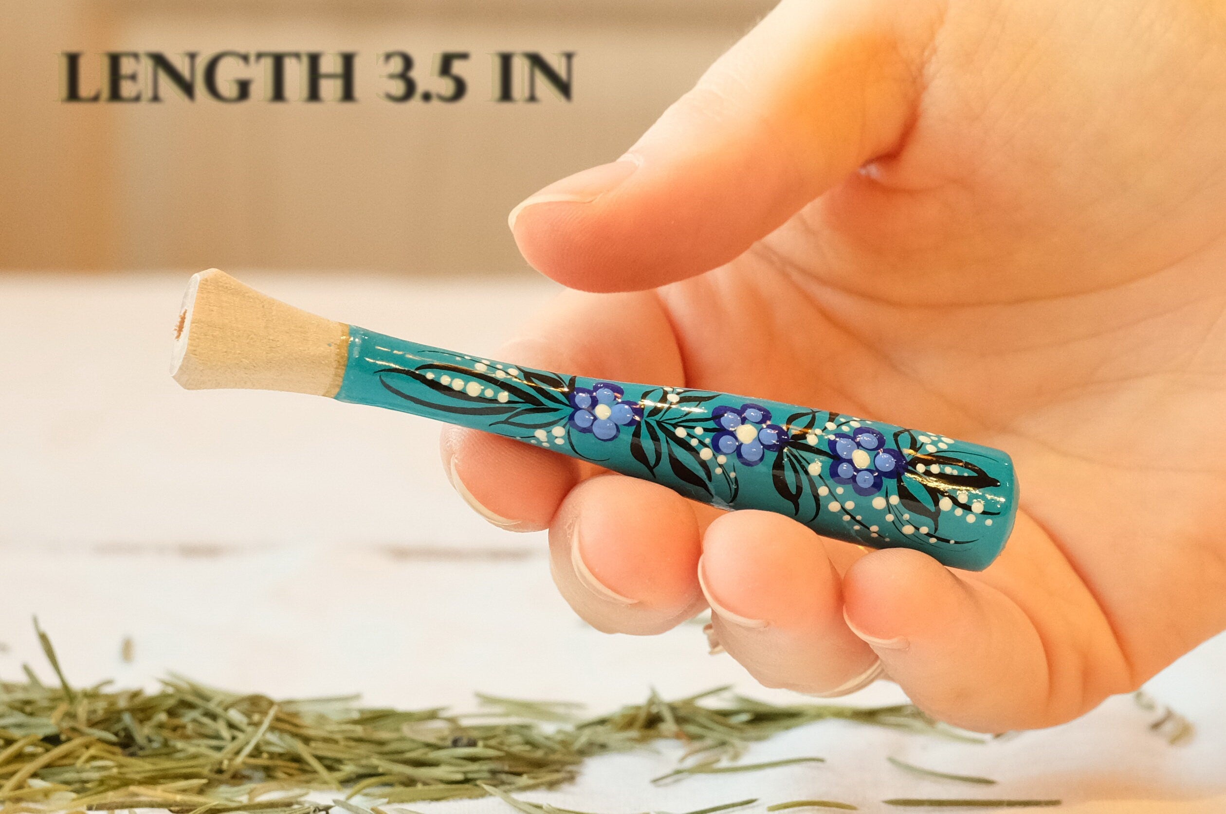 Regular Cigarette Holder - Painted Wooden Cigarette Holder with Ukrainian Folk Art Petrykivka