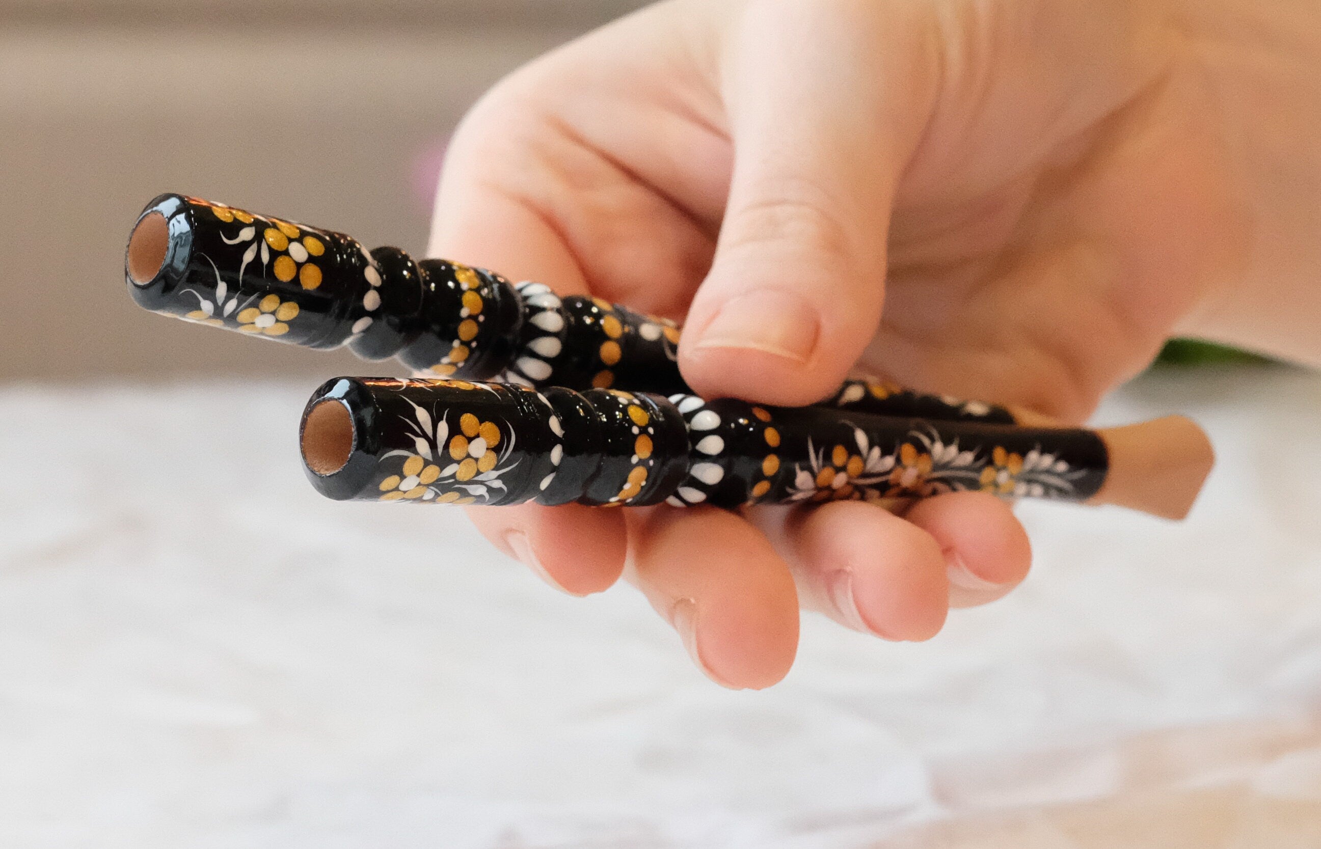 Regular Cigarette Holder - Hand-painted on Wood with Ukrainian Folk Art Petrykivka