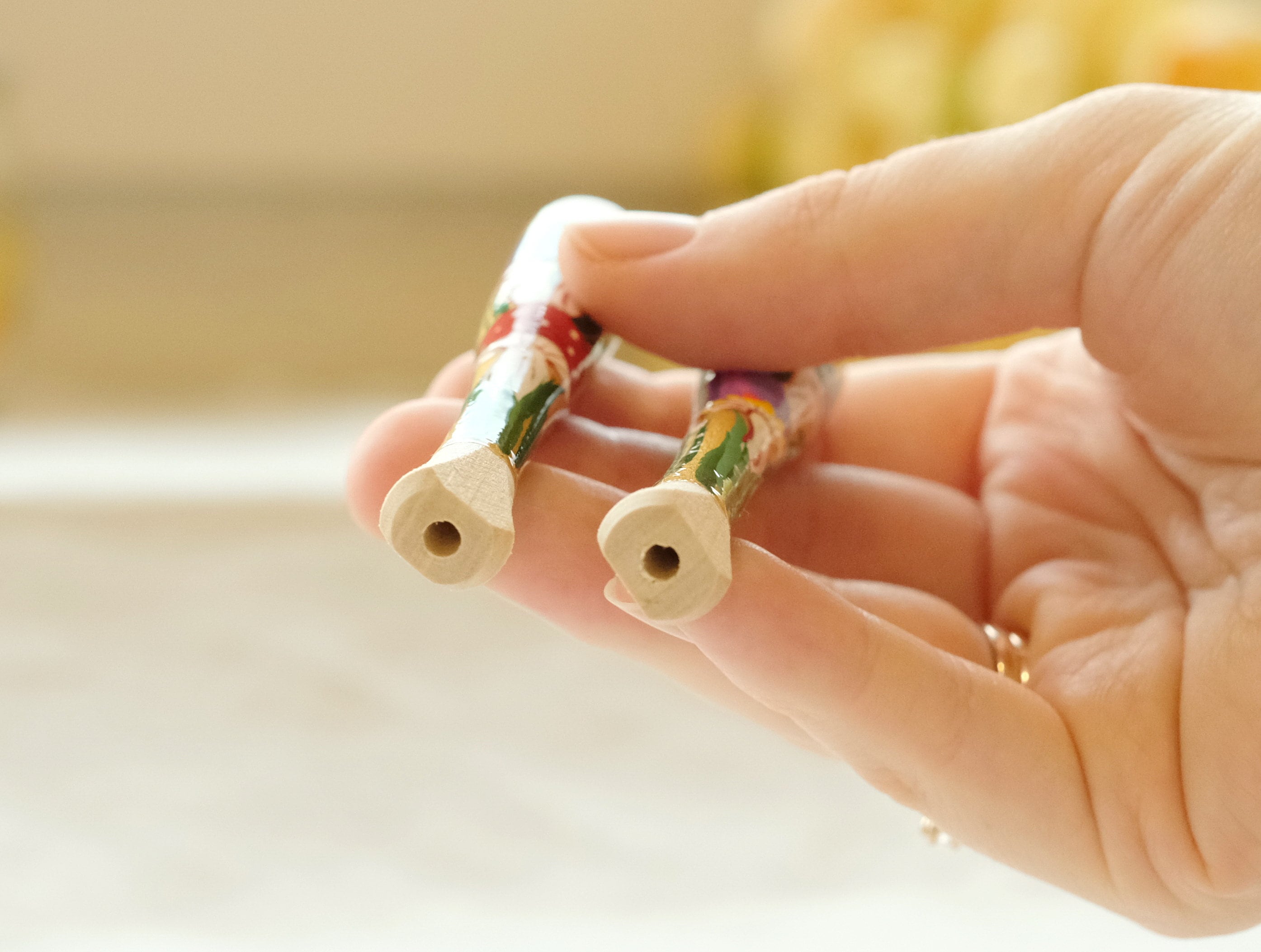Regular Wooden Mushroom Cigarette Holder - Painted With Ukrainian Folk Art Petrykivka
