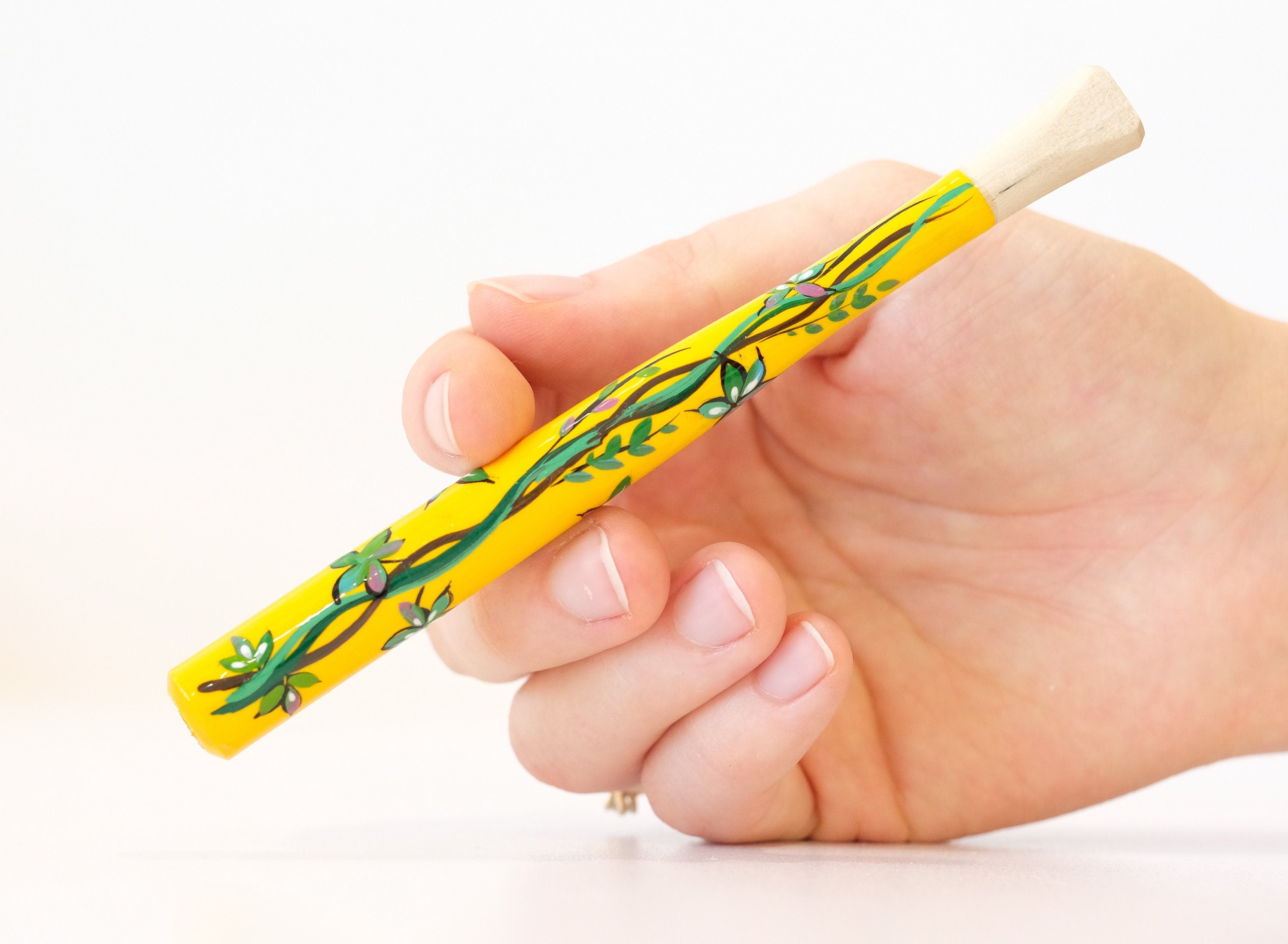 Painted Wooden Cigarette Holder - Regular & Slim - Hand-painted with Tropical Jungle Liana