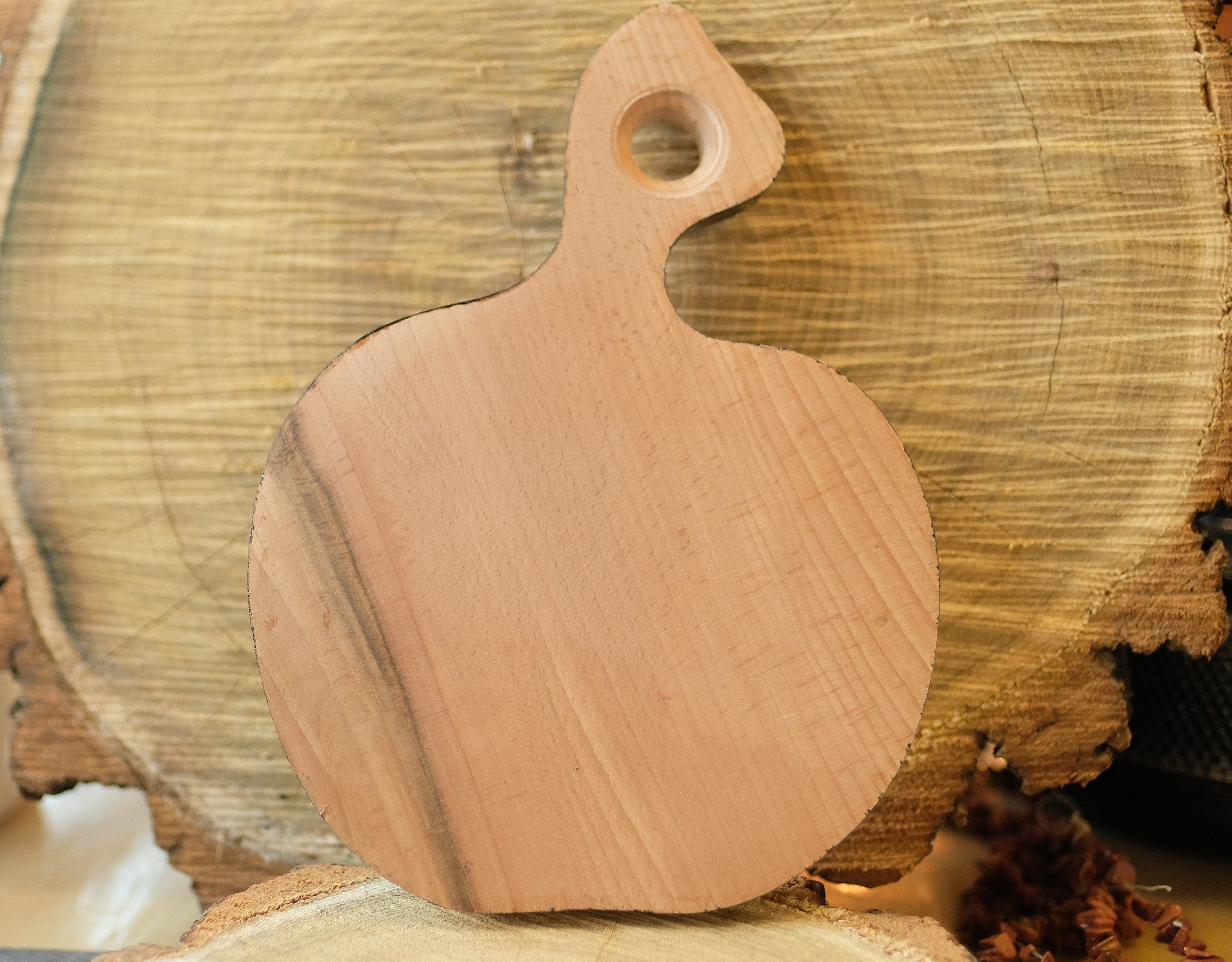 Mini Cutting Board Wooden - Functional Painted Chopping Board - Apple-shaped Blue Flower Kitchen Wall Decor, Petrykivka Art