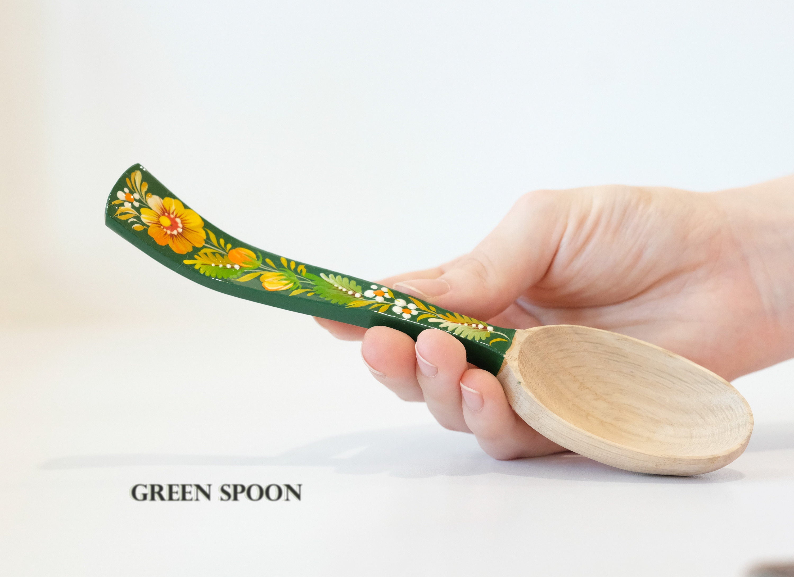 Unique wooden spoon, Unique painted tablespoon, Flower salt spoon, Painted sugar spoon, Blue hippie spoon, Wooden flower spoon, Cute spoon