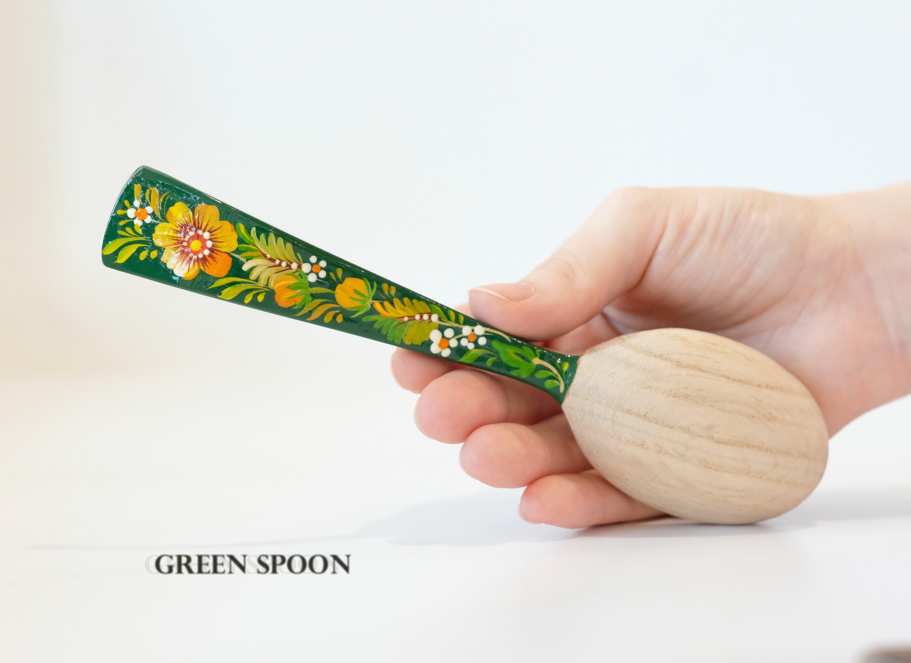 Unique wooden spoon, Unique painted tablespoon, Flower salt spoon, Painted sugar spoon, Blue hippie spoon, Wooden flower spoon, Cute spoon