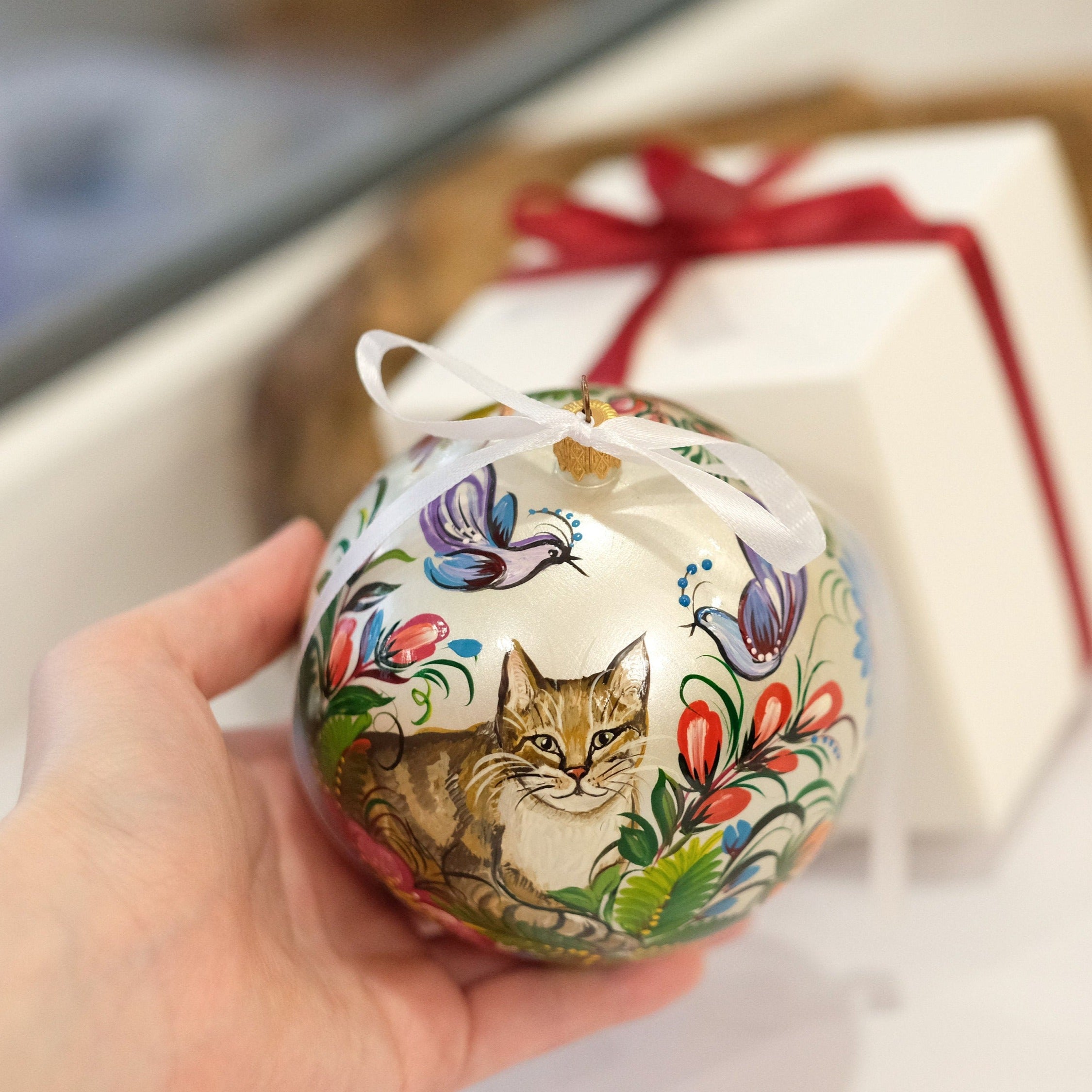 Pet portrait ornament, Painted pet portrait, Custom tree ball, Animal tree bauble, Personalized pet lover gift, Christmas tree ornament