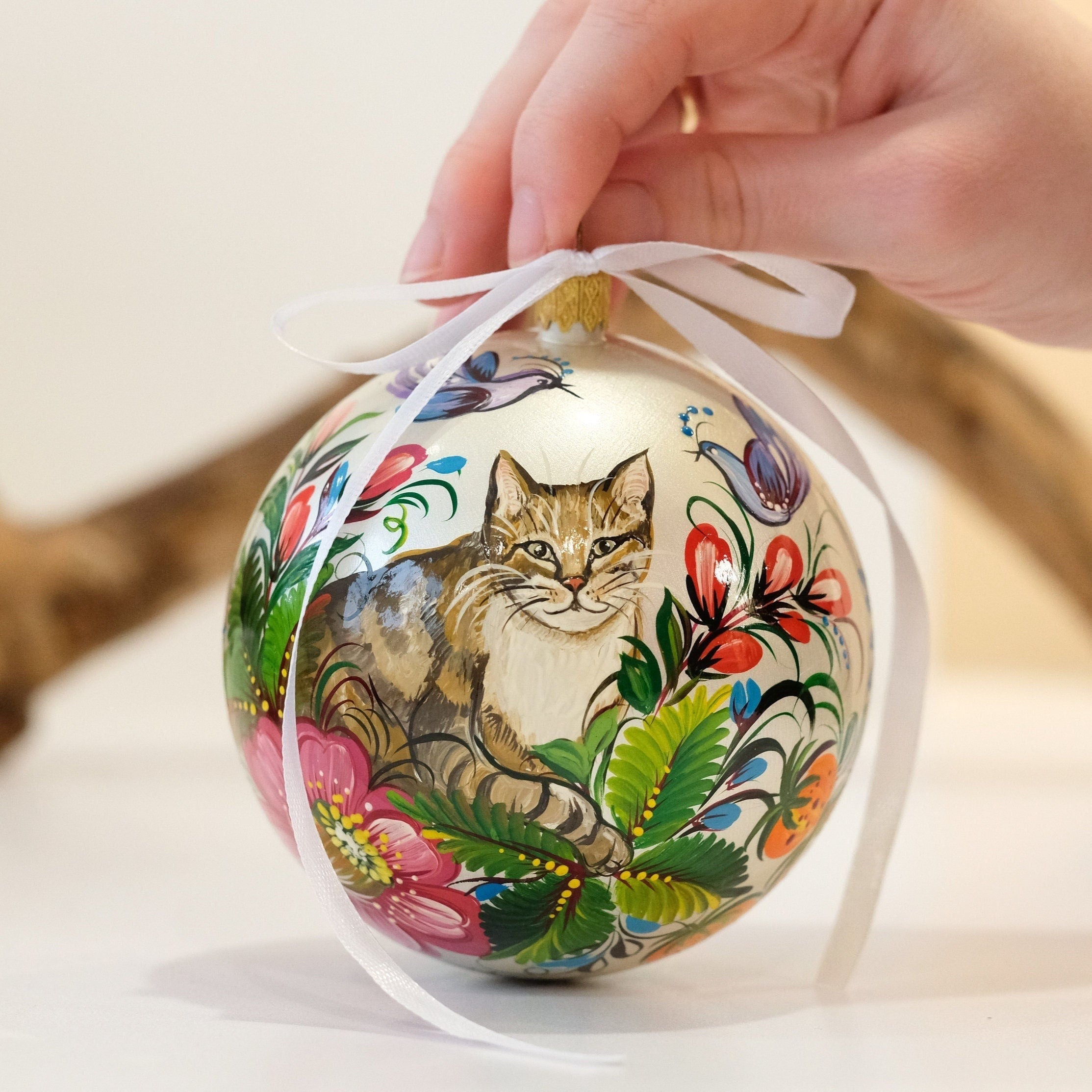 Pet portrait ornament, Painted pet portrait, Custom tree ball, Animal tree bauble, Personalized pet lover gift, Christmas tree ornament