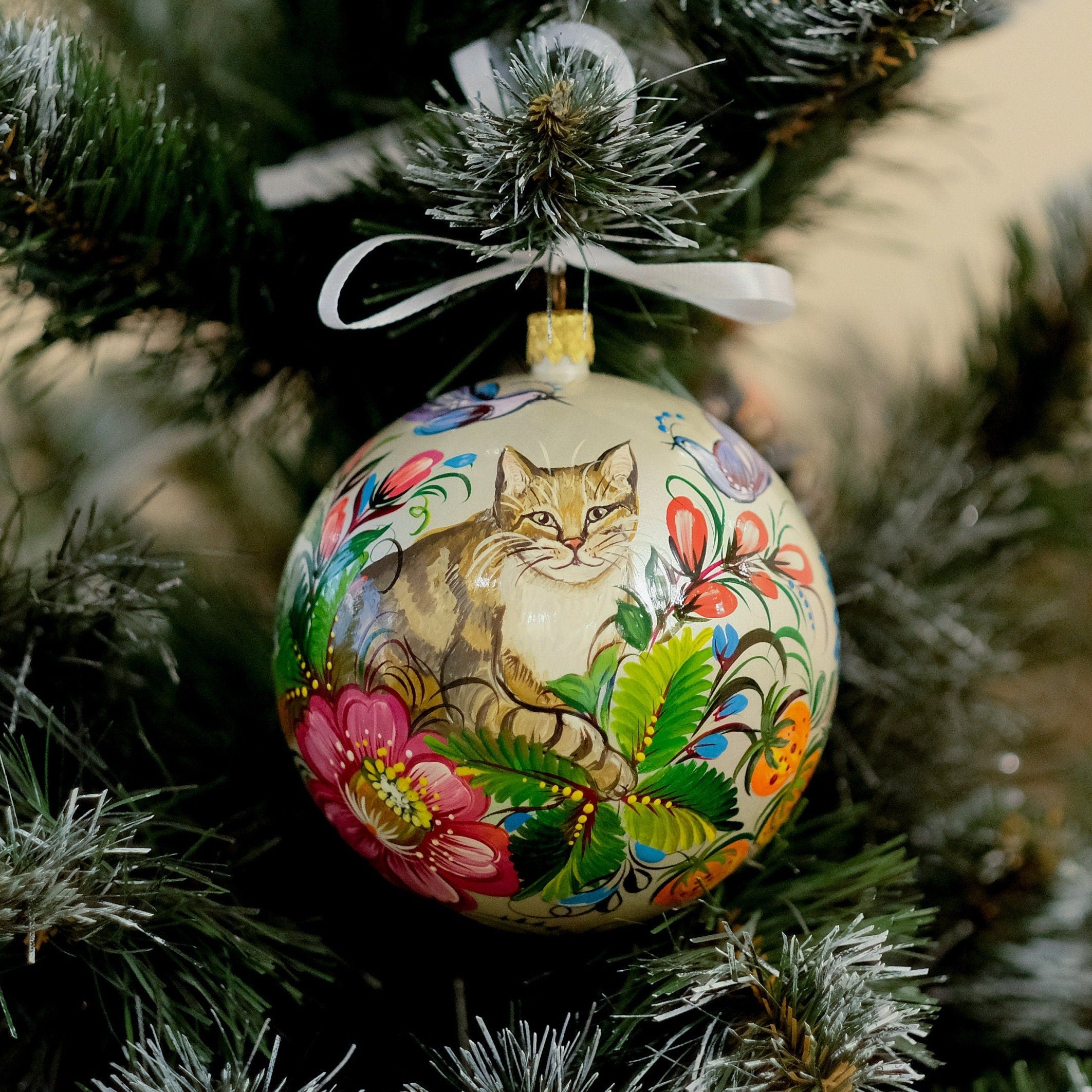 Pet portrait ornament, Painted pet portrait, Custom tree ball, Animal tree bauble, Personalized pet lover gift, Christmas tree ornament