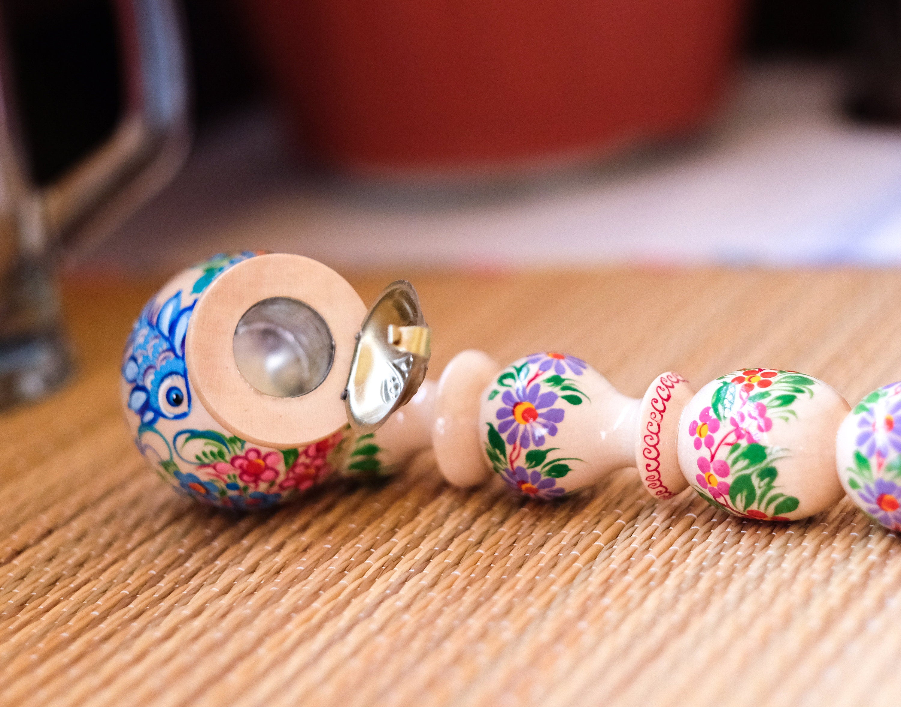 Long Wooden Fish Smoking Pipe - Hand-painted Tobacco Pipe with Ukrainian Folk Art Petrykivka