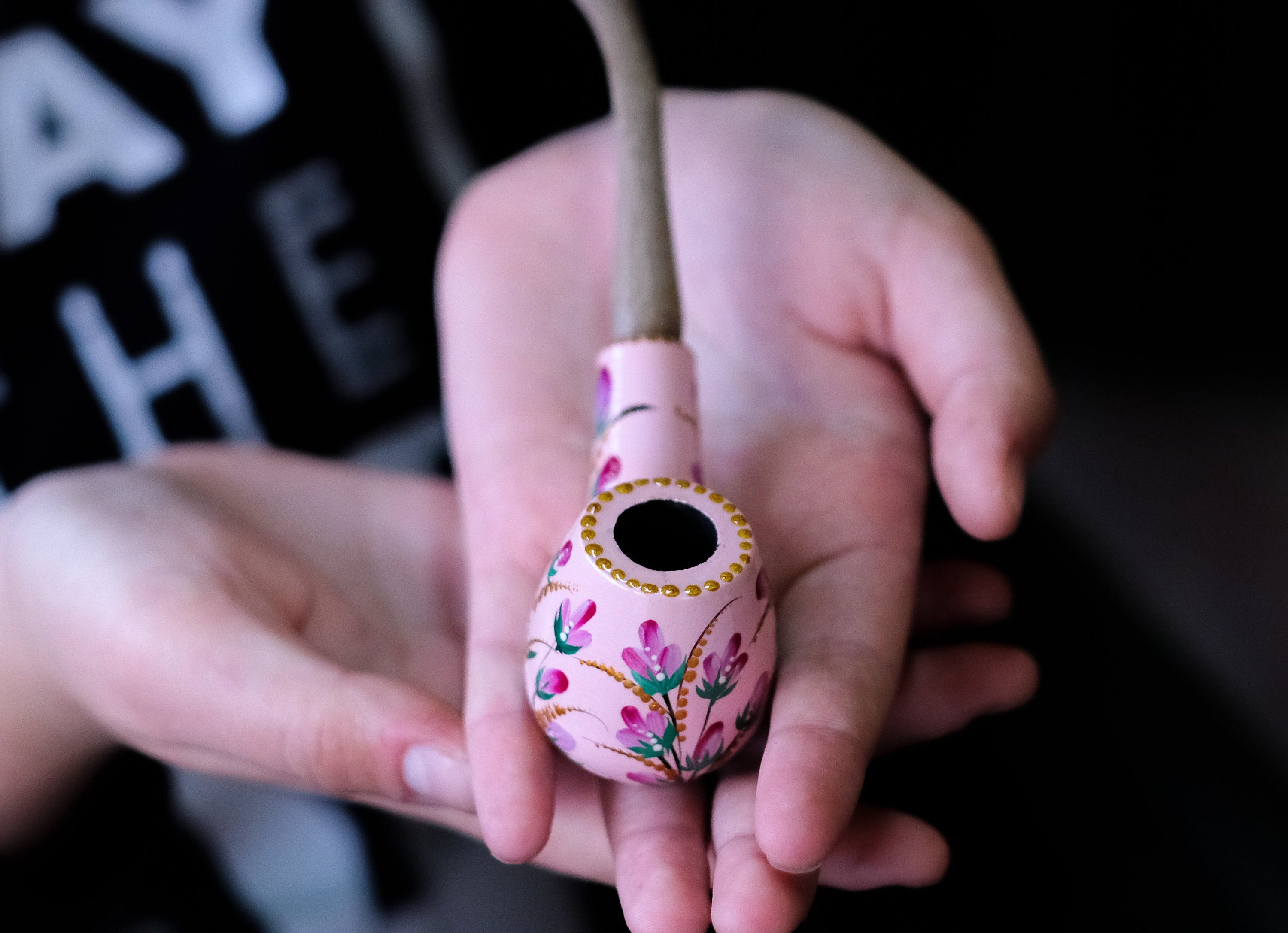Painted Lily of the Valley Smoking Pipe - Ukrainian Wooden Tobacco Pipe