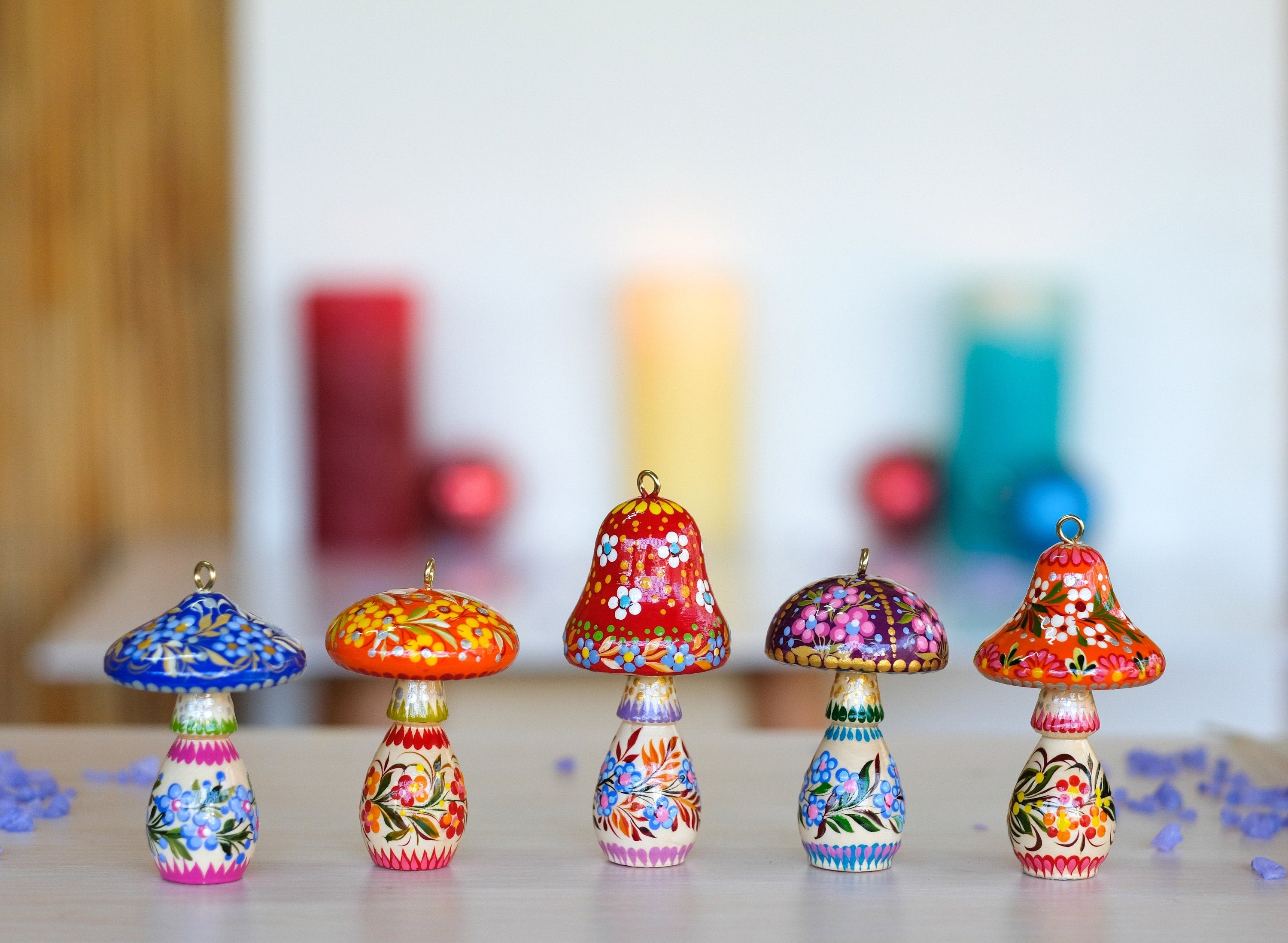 Mushroom Christmas Ornament, Hand-painted Christmas Tree Ornament, Ukrainian Wooden Ornament, Fairy Mushroom Decoration