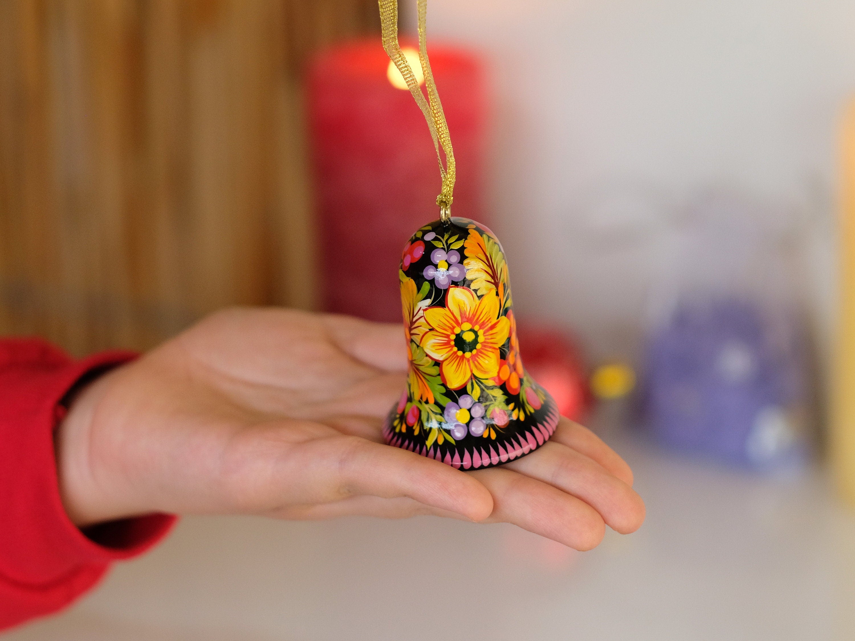 Wooden Sunflower Easter Ornament Hand-Painted with Petrykivka Art