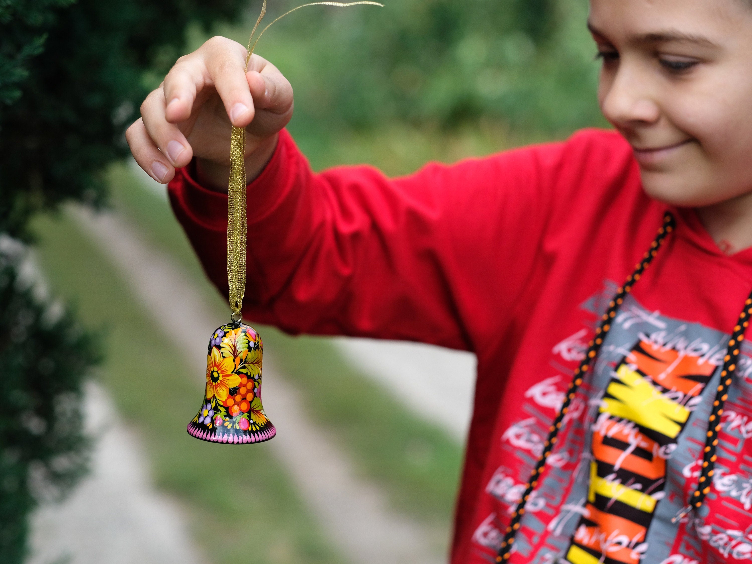 Wooden Sunflower Easter Ornament Hand-Painted with Petrykivka Art