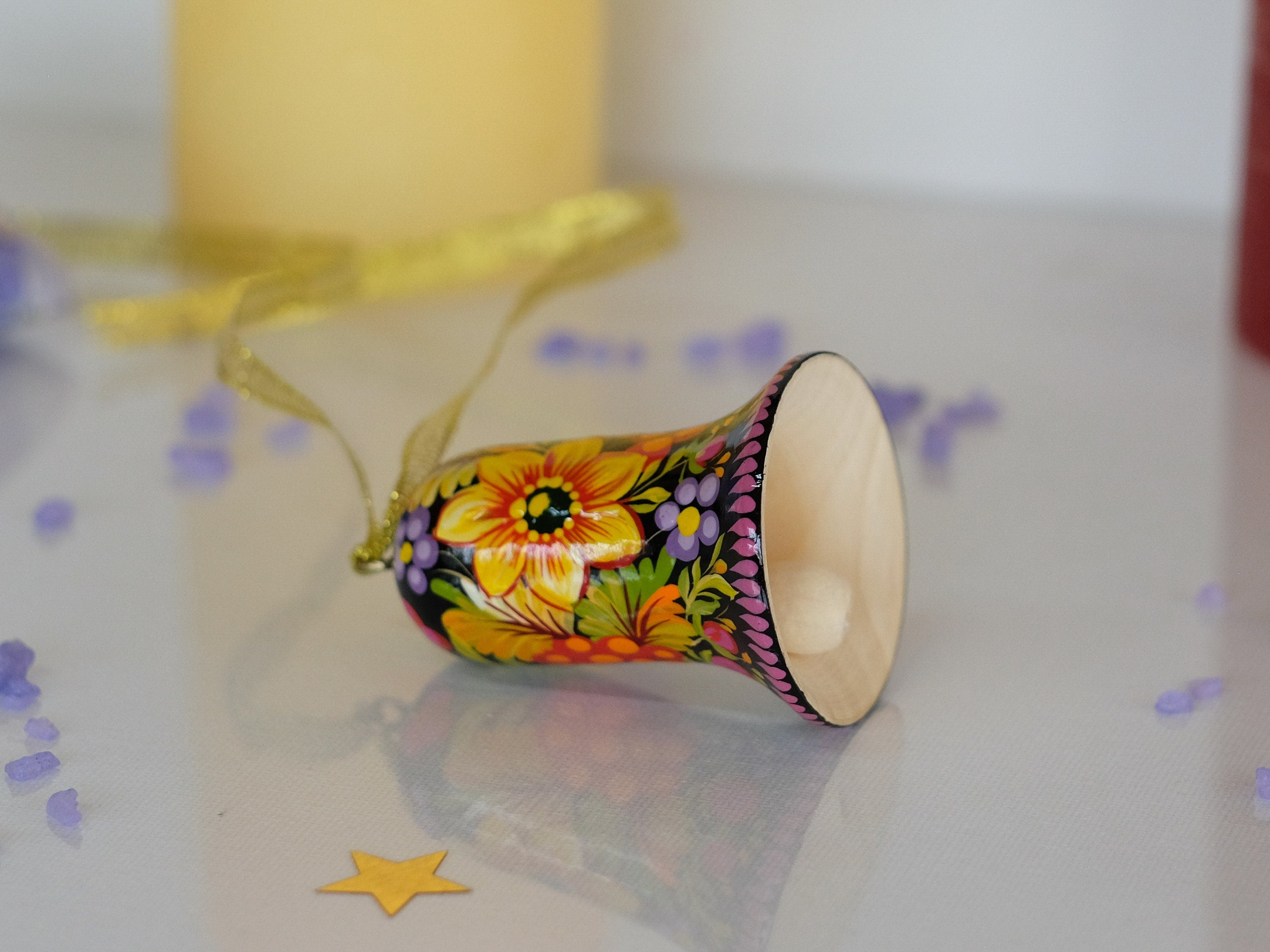 Wooden Sunflower Easter Ornament Hand-Painted with Petrykivka Art