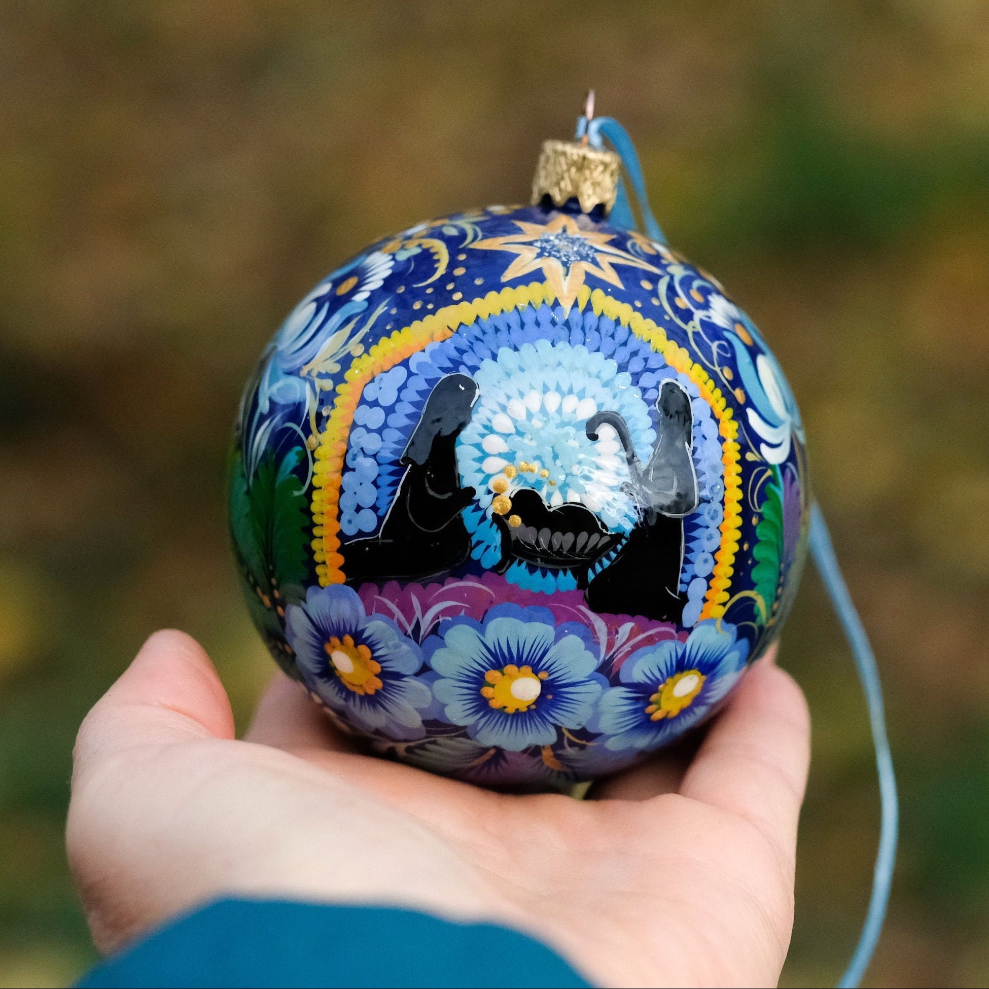 Hand-painted Nativity Scene Christmas Ball Ornament