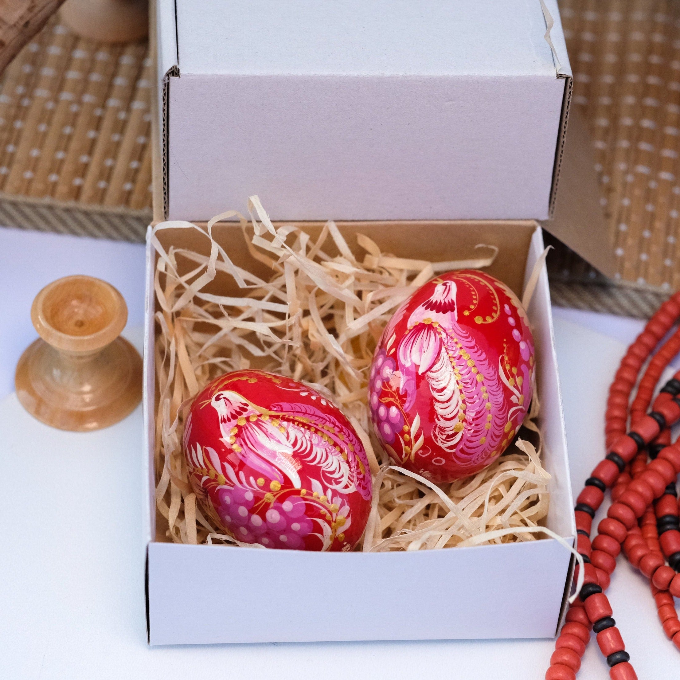 Ukrainian easter eggs, Wooden Easter eggs hand painted with Petrykivka painting, Fairy bird Ukrainian Pysanky, Decorative egg ornaments