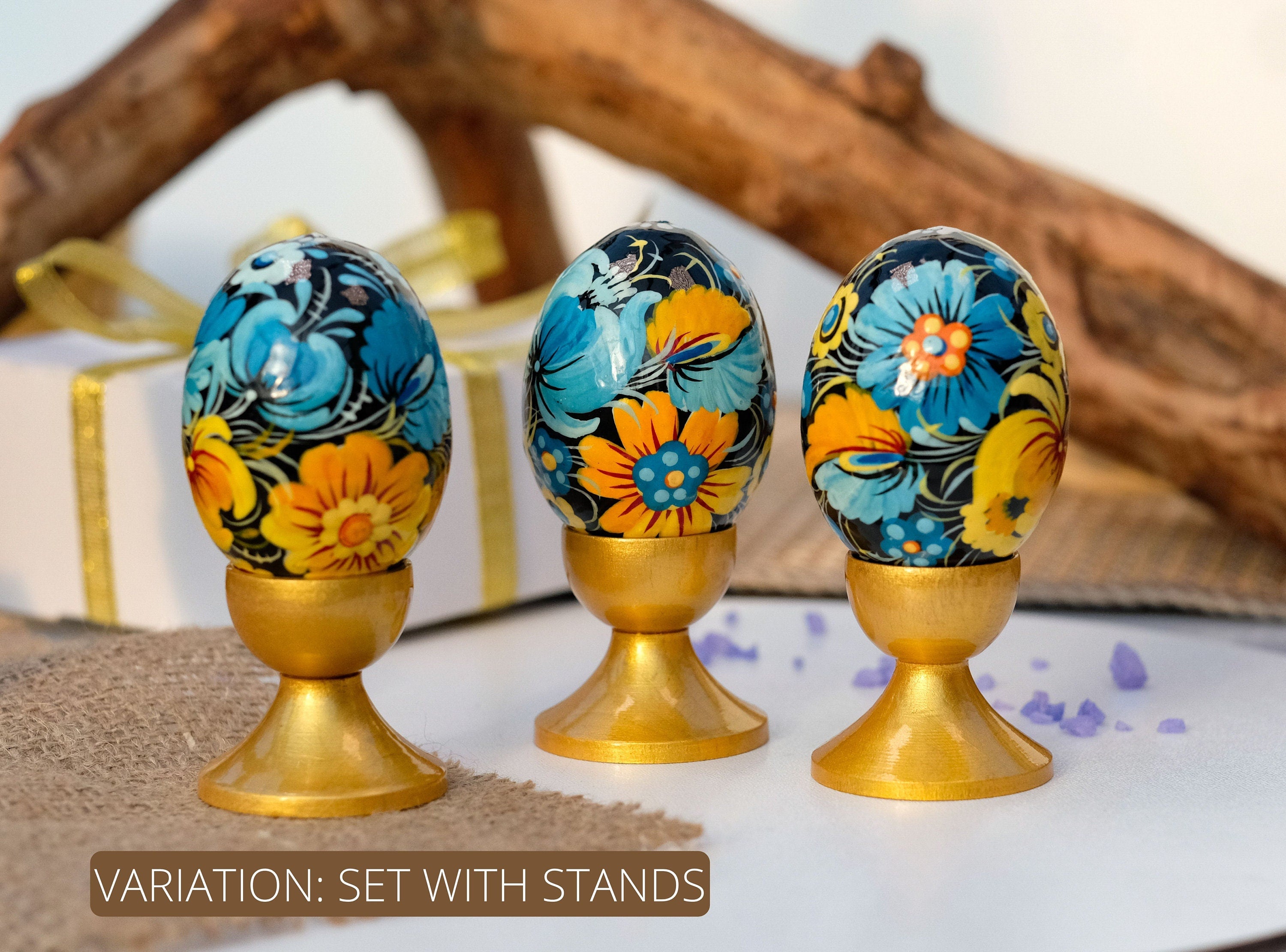 Ukrainian Pysanky Egg - Painted Wooden Easter Egg Ornament