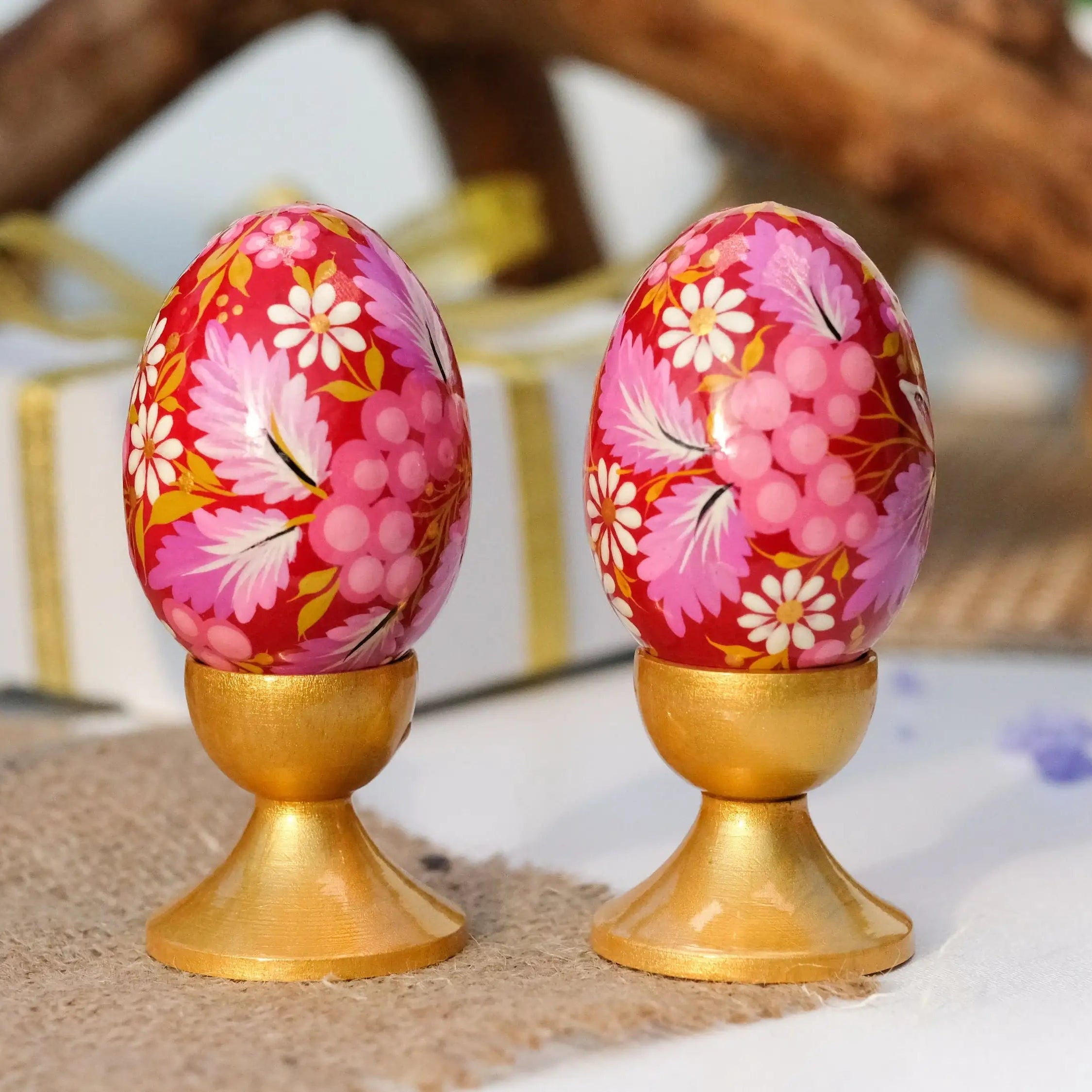 Hand-painted Wooden Easter Bunny Decorative Egg Ornament