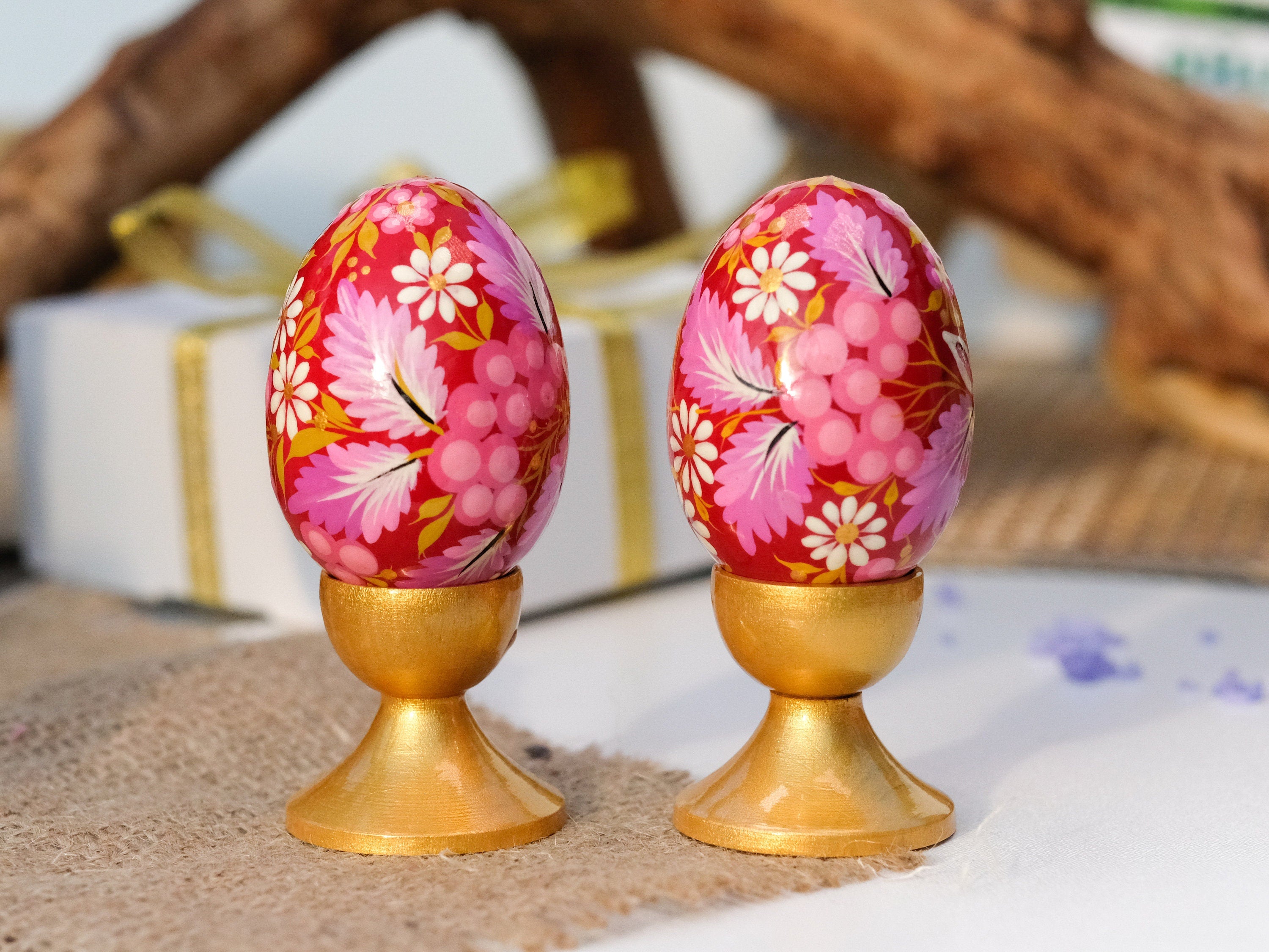 Hand-painted Wooden Easter Bunny Decorative Egg Ornament