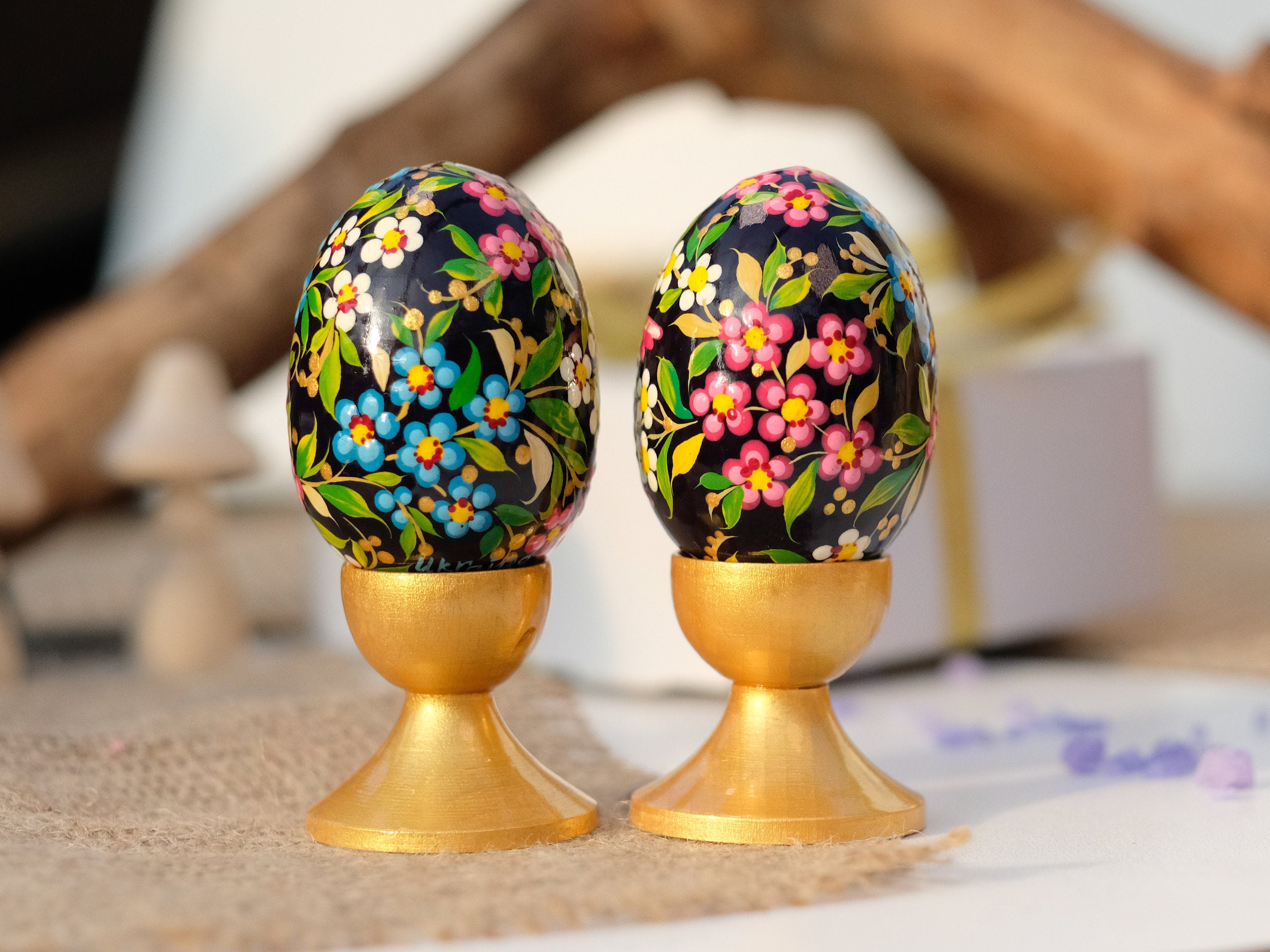 Painted Wooden Hummingbird Easter Egg