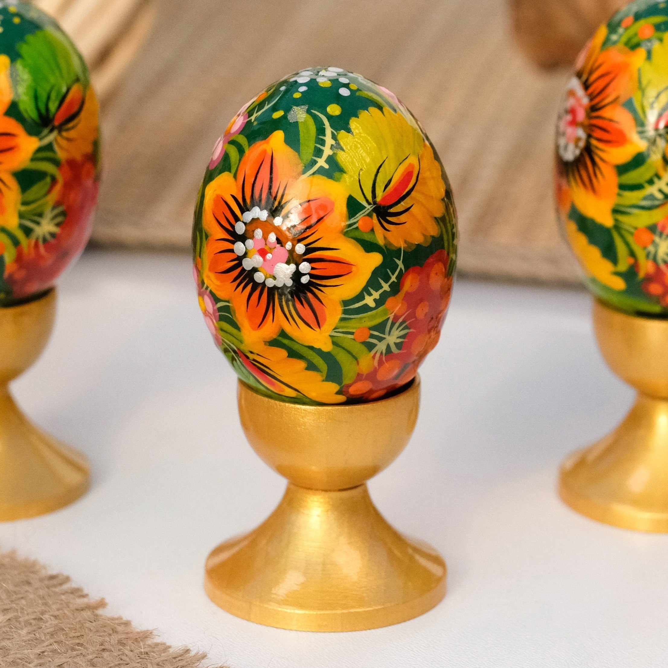 Ukrainian Easter eggs - Hand-painted Sunflower Easter eggs, Unique wooden egg ornaments, Ukrainian Pysanky eggs, Easter basket stuffers