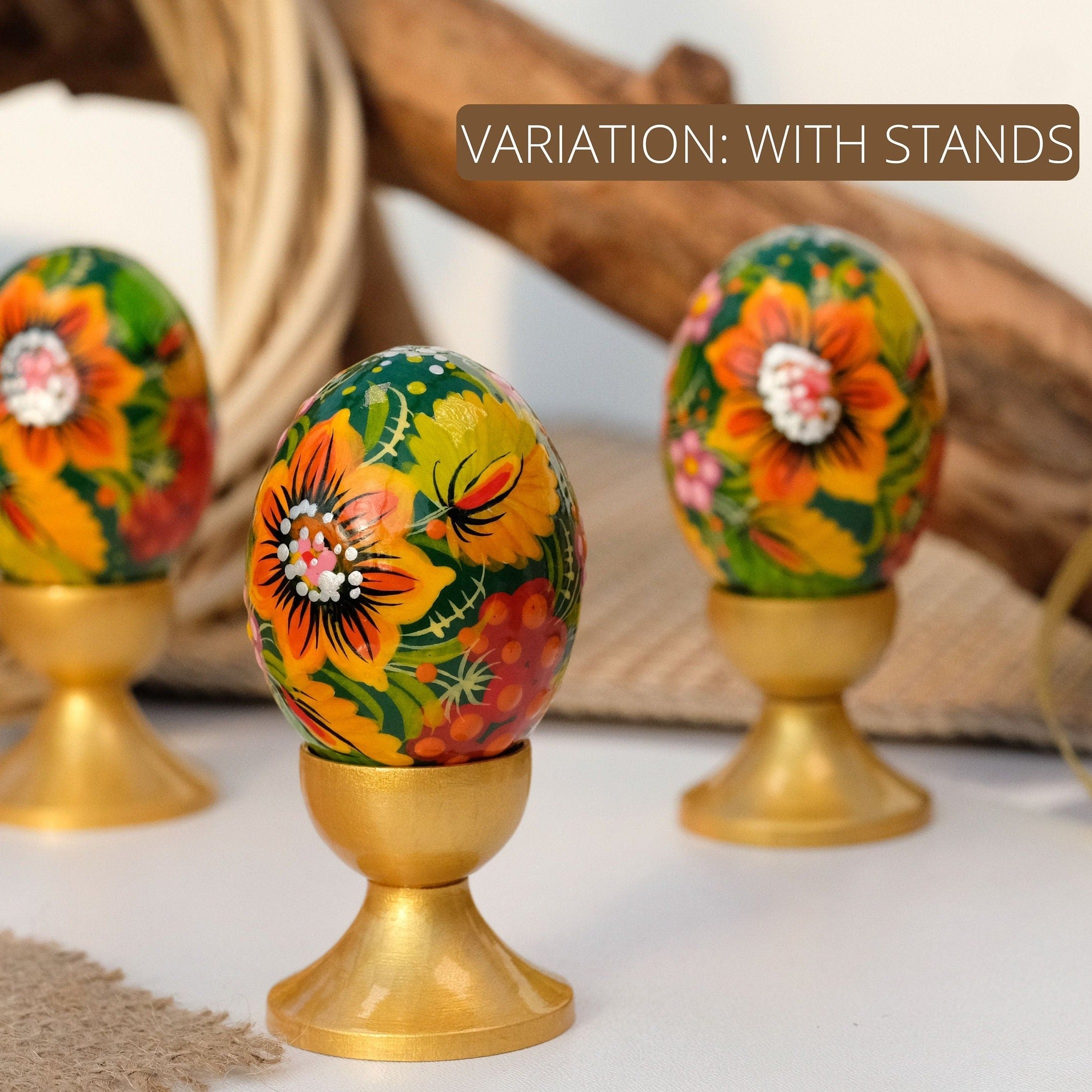 Ukrainian Easter eggs - Hand-painted Sunflower Easter eggs, Unique wooden egg ornaments, Ukrainian Pysanky eggs, Easter basket stuffers