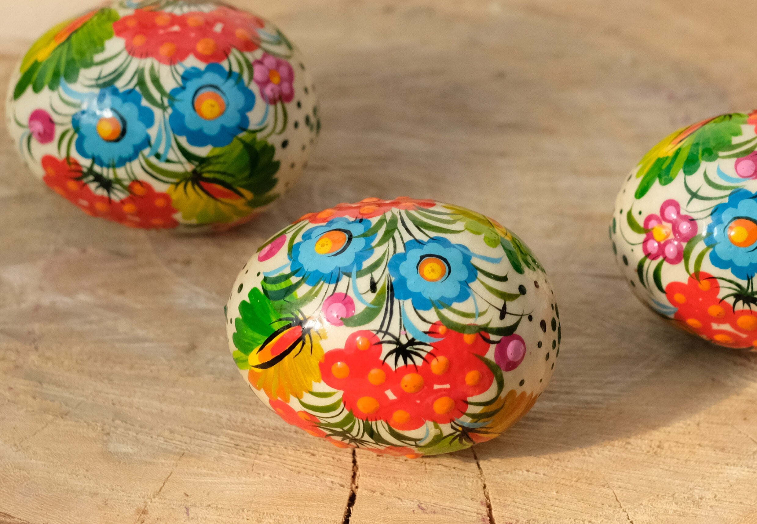 Painted Ukrainian Wooden Easter Eggs - Handmade Ukrainian Pysanky