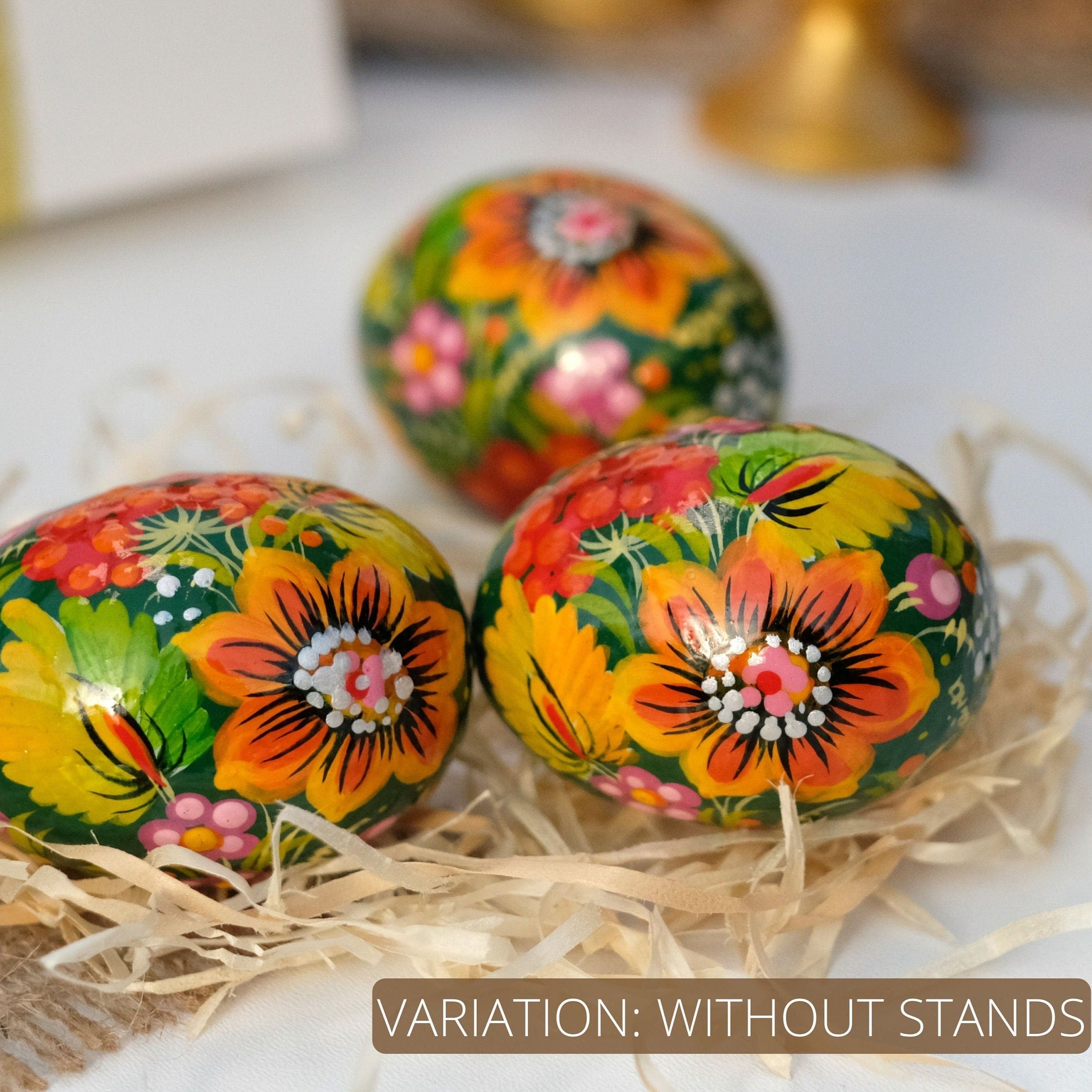 Ukrainian Easter eggs - Hand-painted Sunflower Easter eggs, Unique wooden egg ornaments, Ukrainian Pysanky eggs, Easter basket stuffers