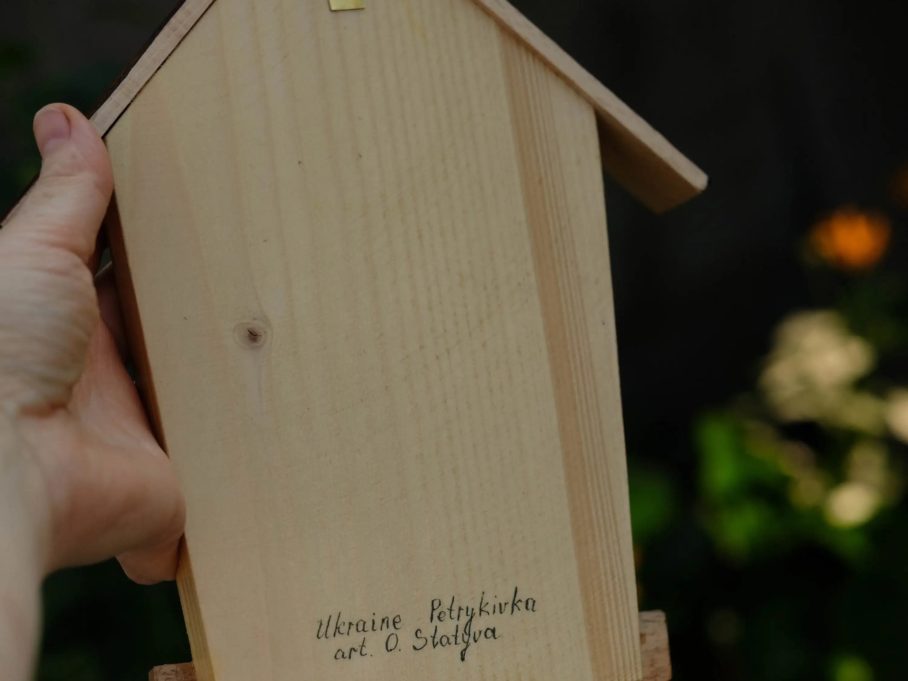 Wooden Painted Personalized Key Holder for Wall with Cardinal Couple - House-shaped Atrisanal Key Hanger for Wall, Petrykivka Art