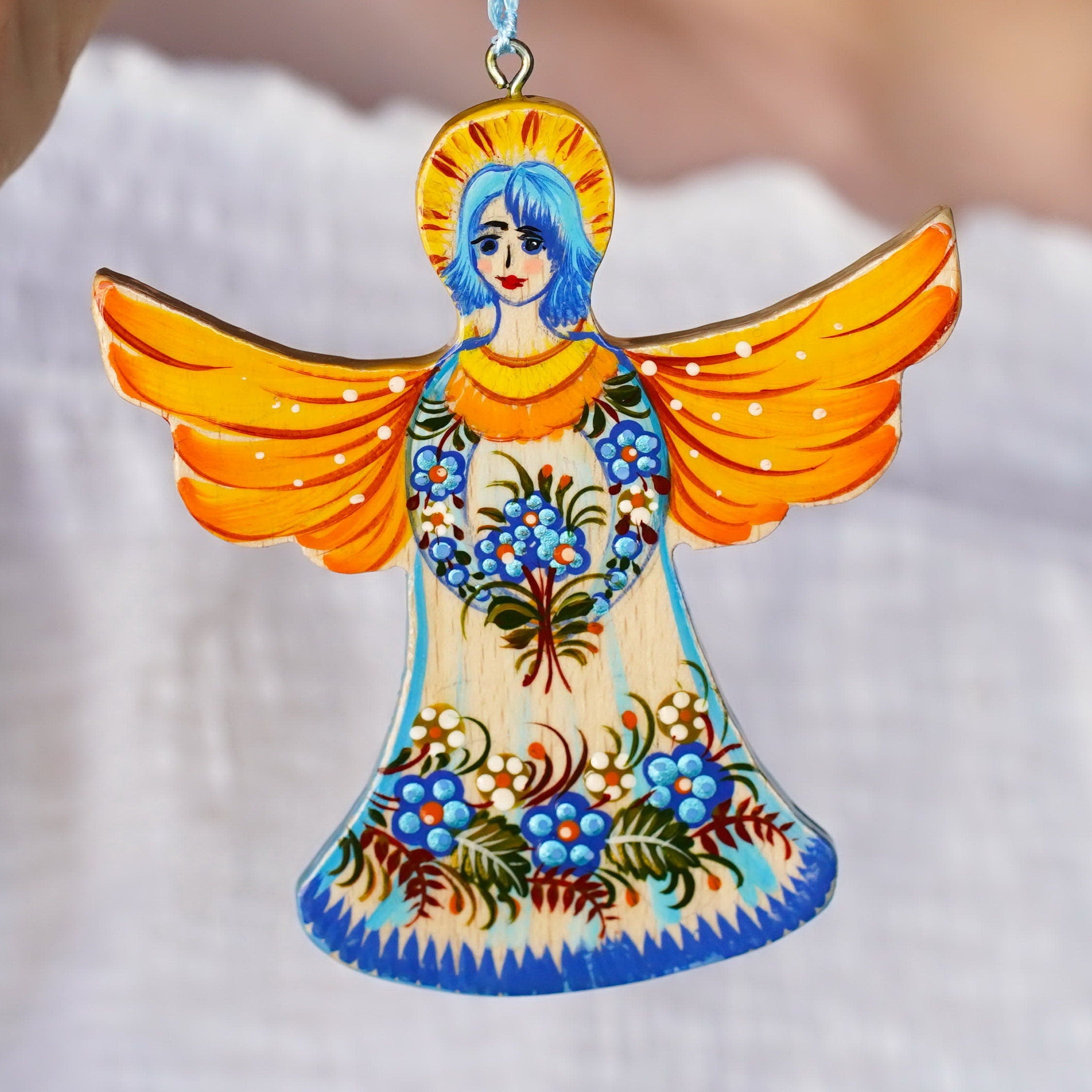 Set of 2 Angel Ornaments Hand-painted & Gift-wrapped