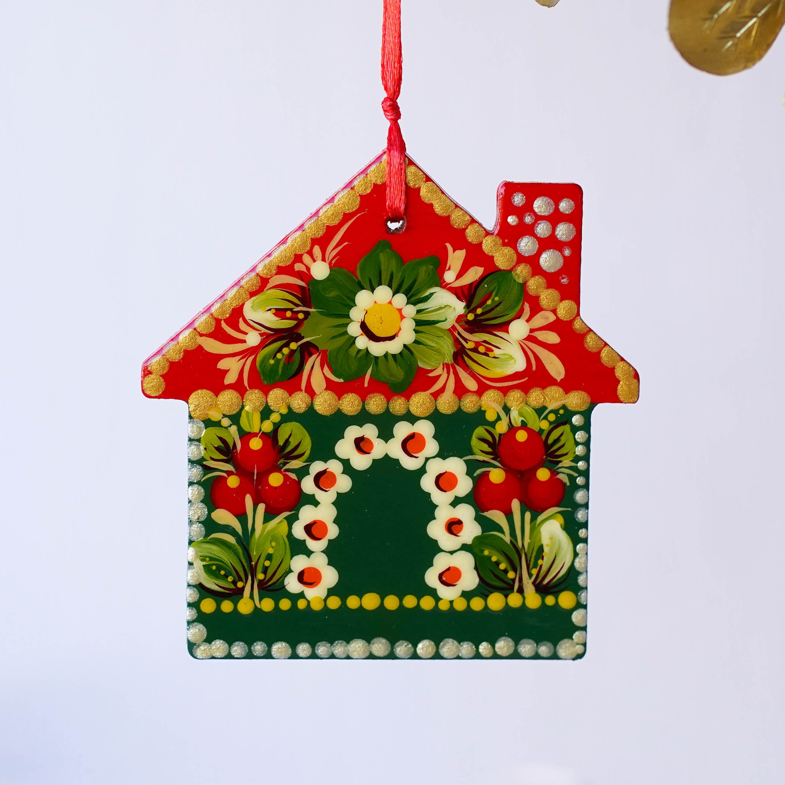 Painted Gingerbread House Ornament Personalized, Handmade Wooden First Home Christmas Ornament, Unique Ukrainian Christmas Tree Decoration