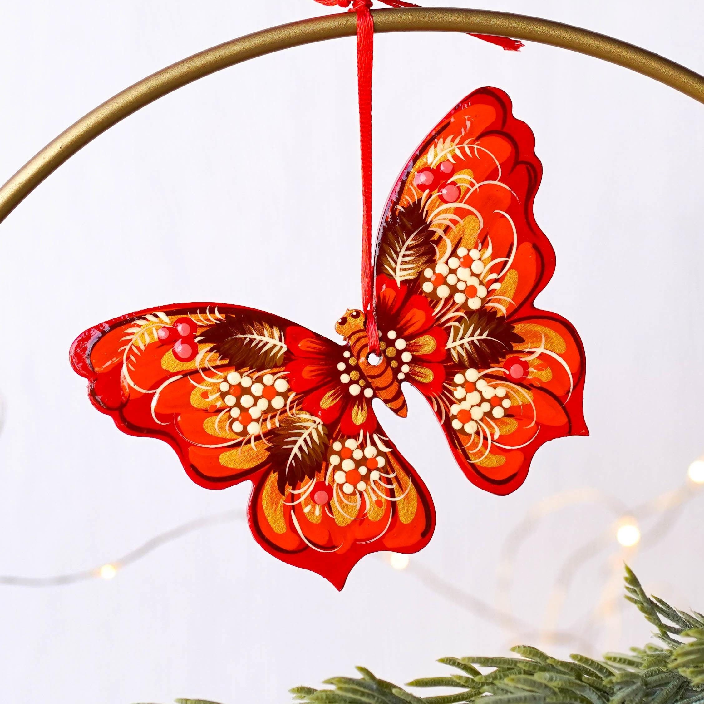 wooden butterfly ornament