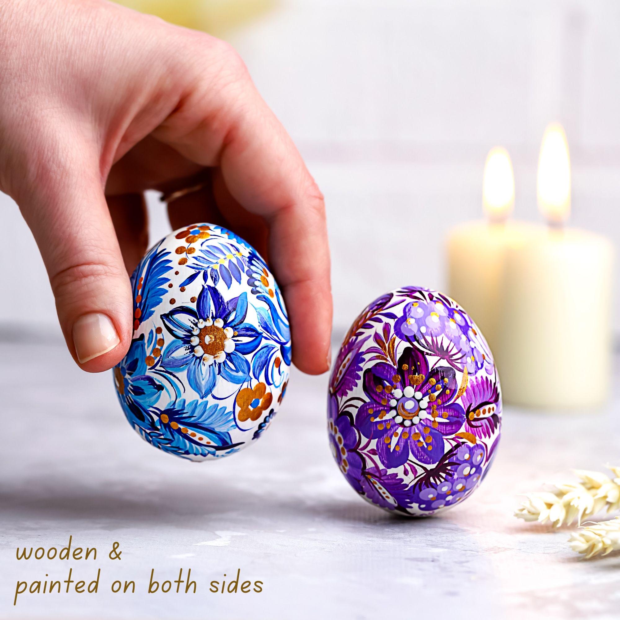 Painted Wooden Bird Easter Egg - Personalized Ukrainian Pysanky with Petrykivka Art