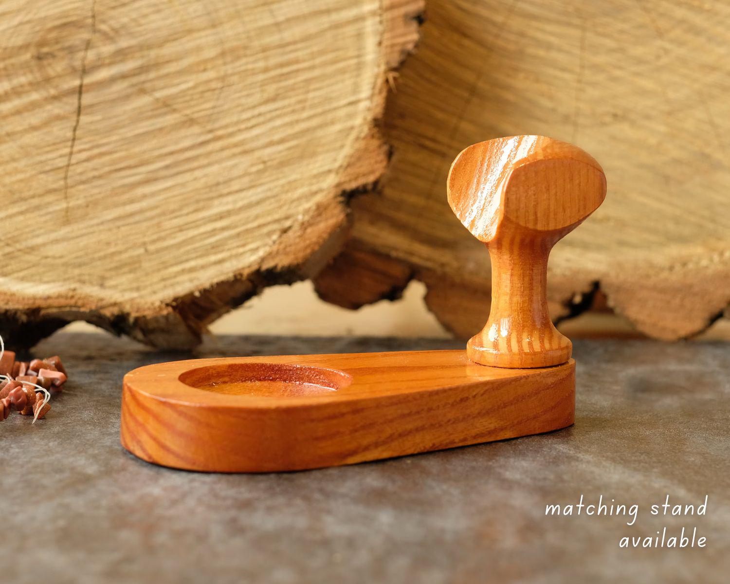 Painted Wooden Smoking Pipe with Ukrainian Folk Art Petrykivka - Red Flower Tobacco Pipe