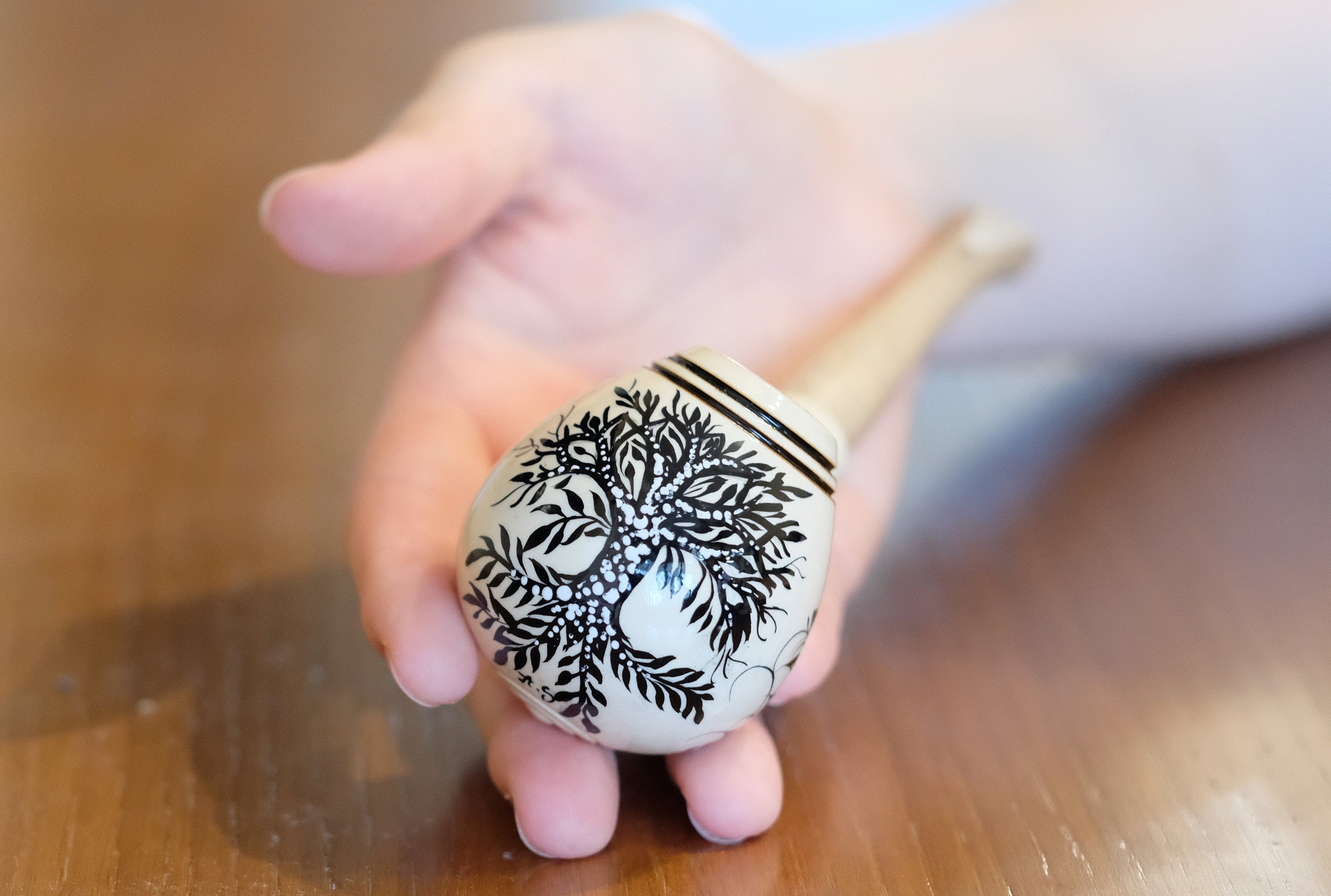 Painted Wooden Smoking Pipe - Tree of Life Tobacco Pipe Made in Ukraine