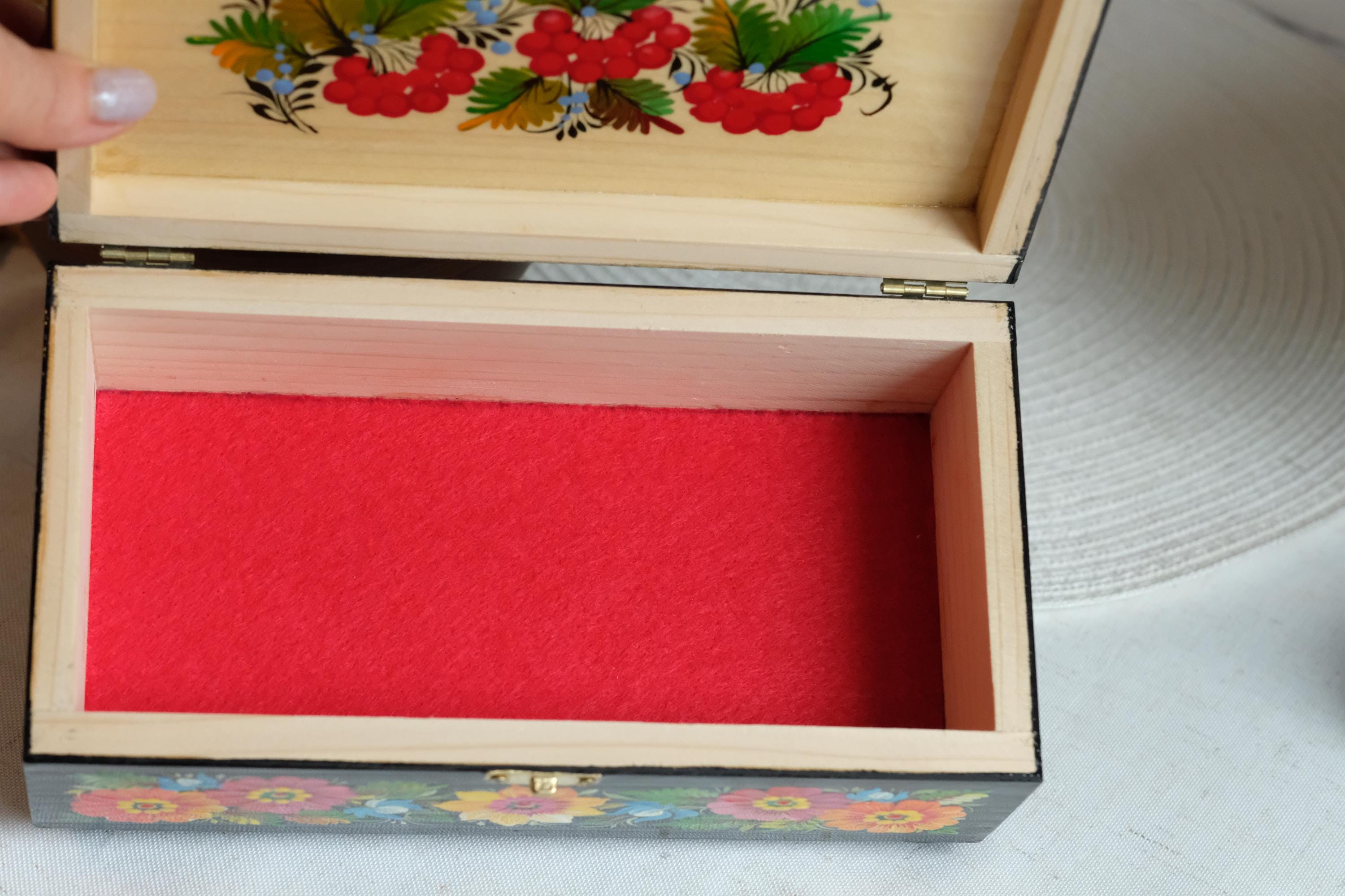 Painted Wooden Jewelry Box with Firebird & Sunflowers 8.27" - Ukrainian Traditional Petrykivka Folk Art