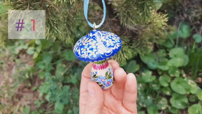 Mushroom Christmas Ornament, Hand-painted Christmas Tree Ornament, Ukrainian Wooden Ornament, Fairy Mushroom Decoration