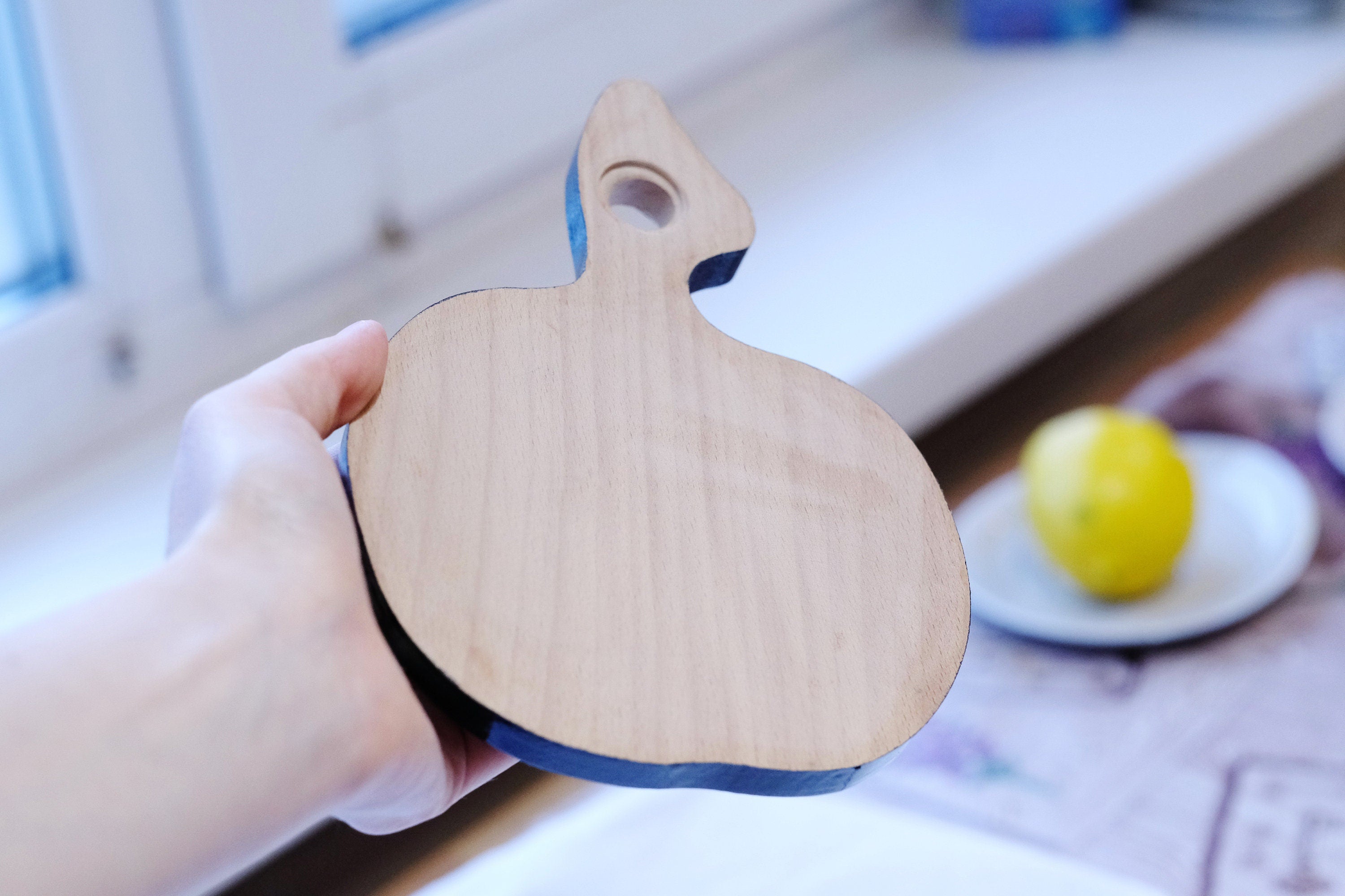 Mini Cutting Board Wooden - Functional Painted Chopping Board - Apple-shaped Sunflower Kitchen Wall Decor, Petrykivka Art