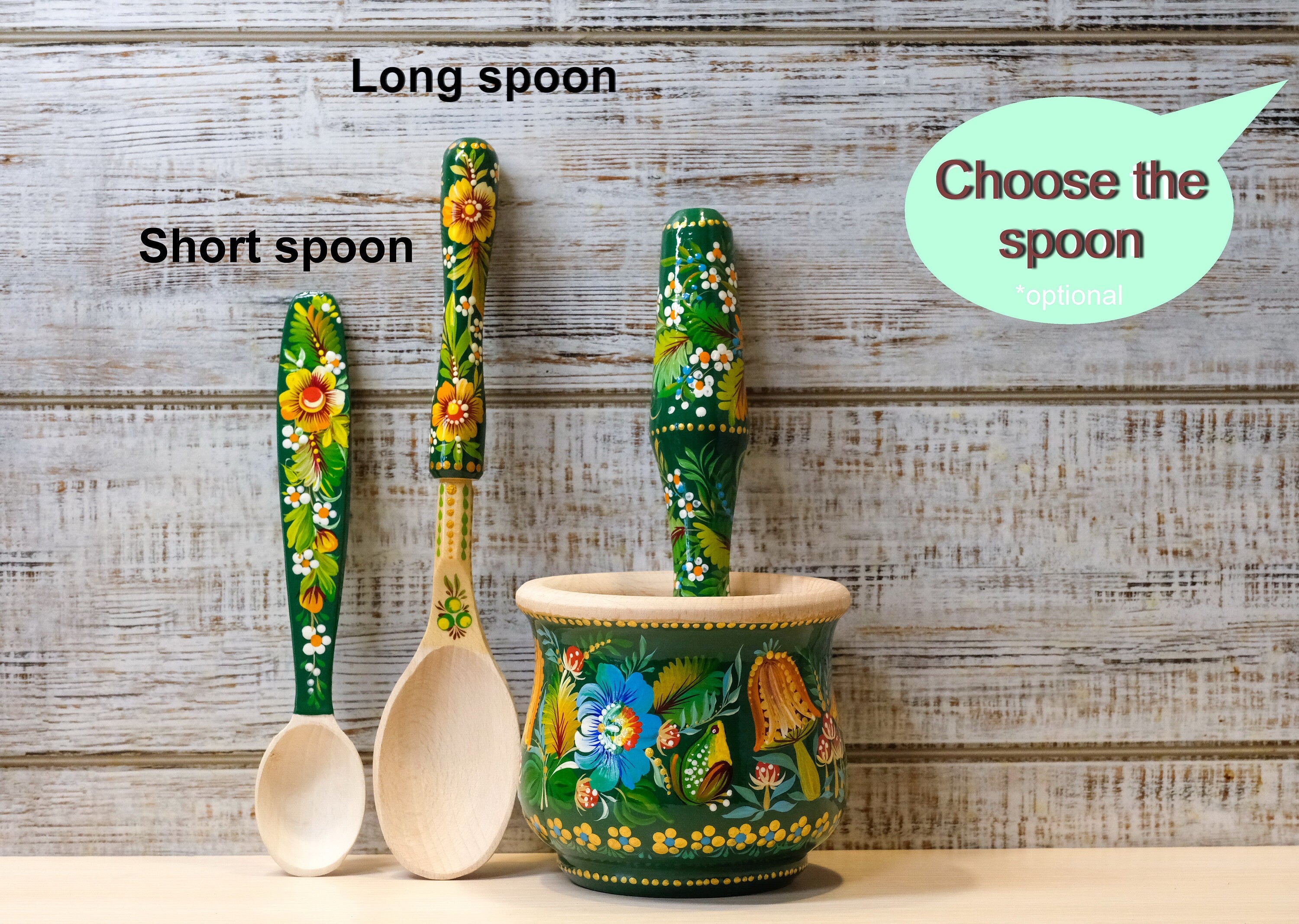 Wooden Frog Mortar and Pestle Set - Painted Mushroom Mortar and Pestle, Artisanal Emerald Green Herb Grinding Bowl