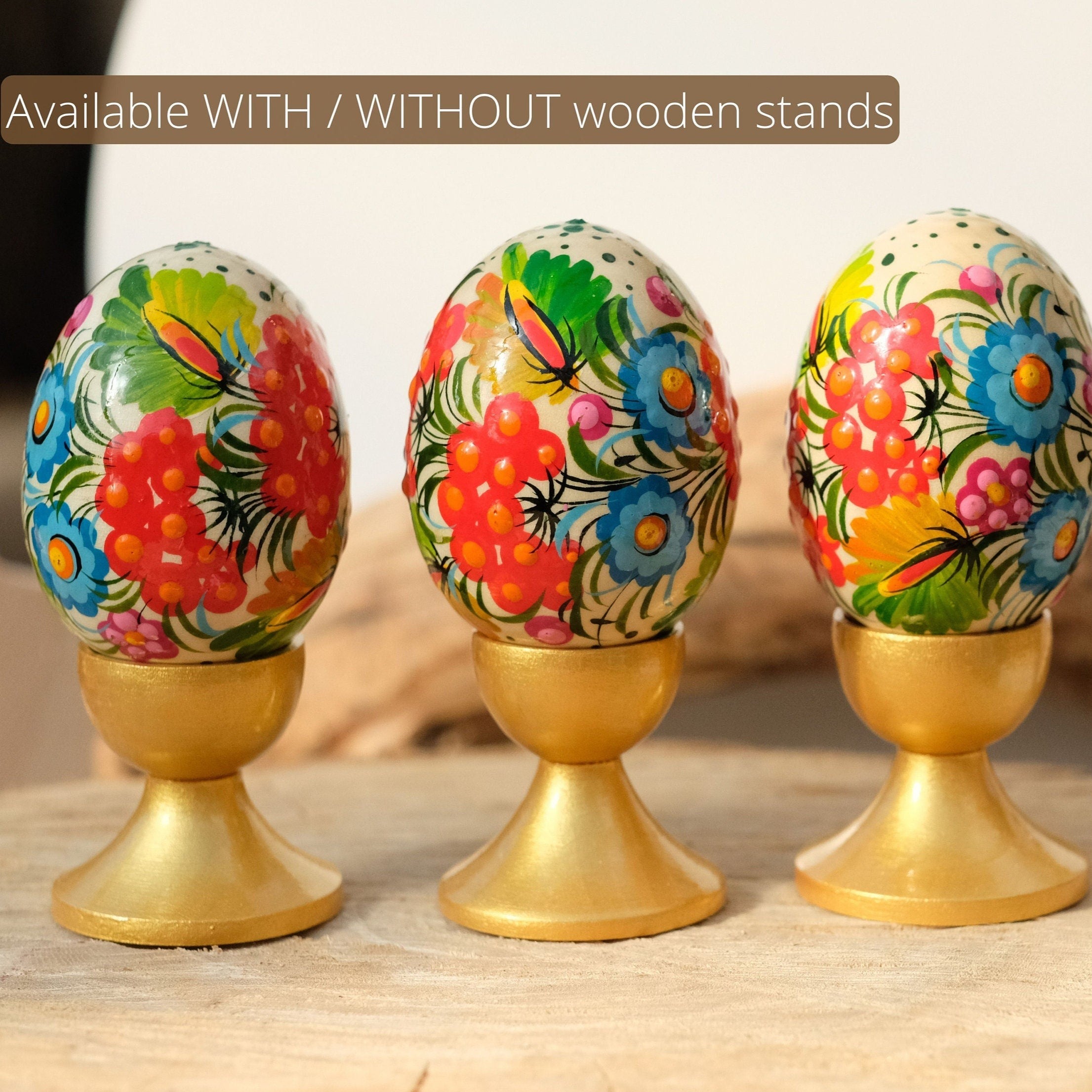 Painted Ukrainian Wooden Easter Eggs - Handmade Ukrainian Pysanky